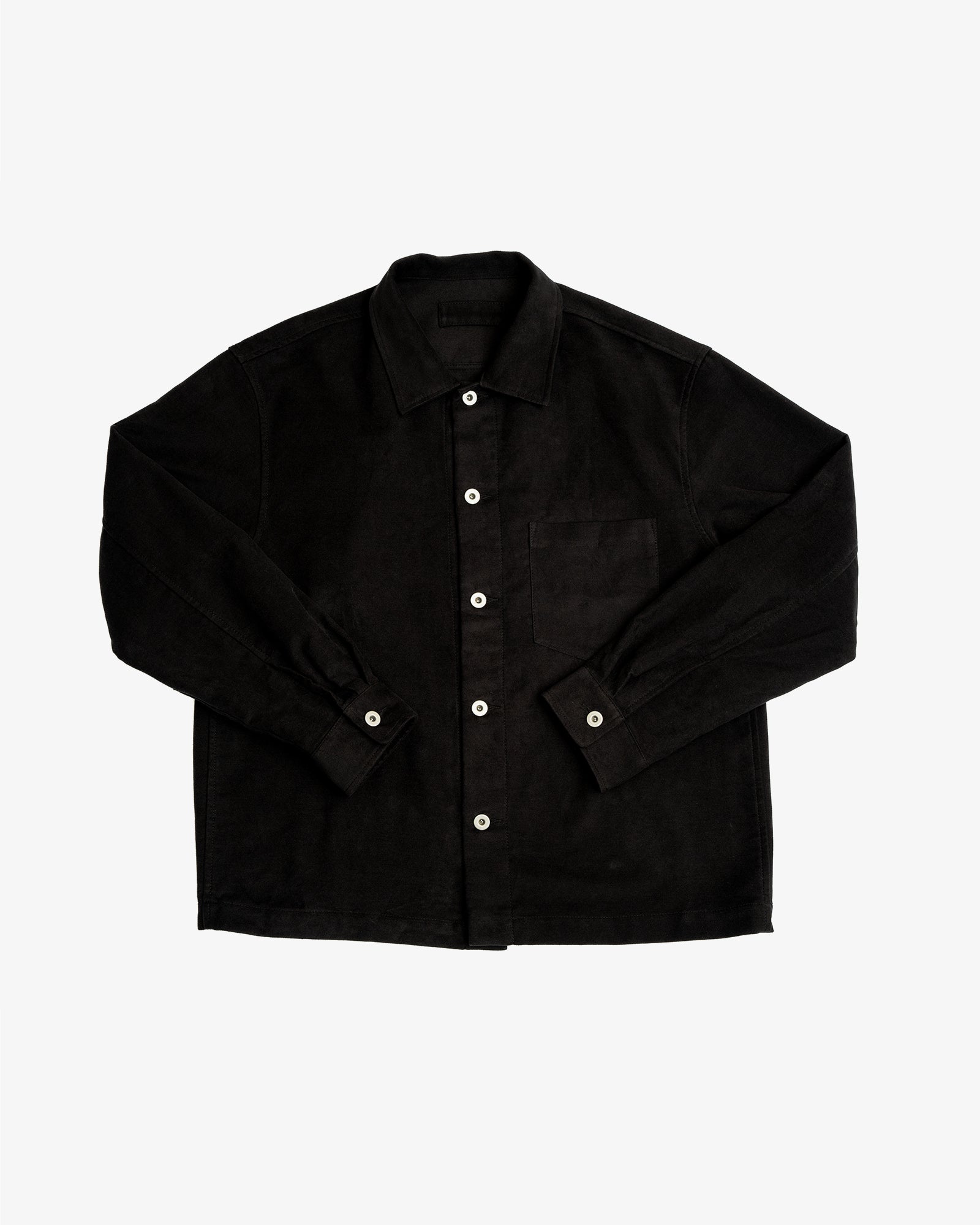 TRAVAIL SHIRT - BLACK COTTON MOLESKIN – James Coward
