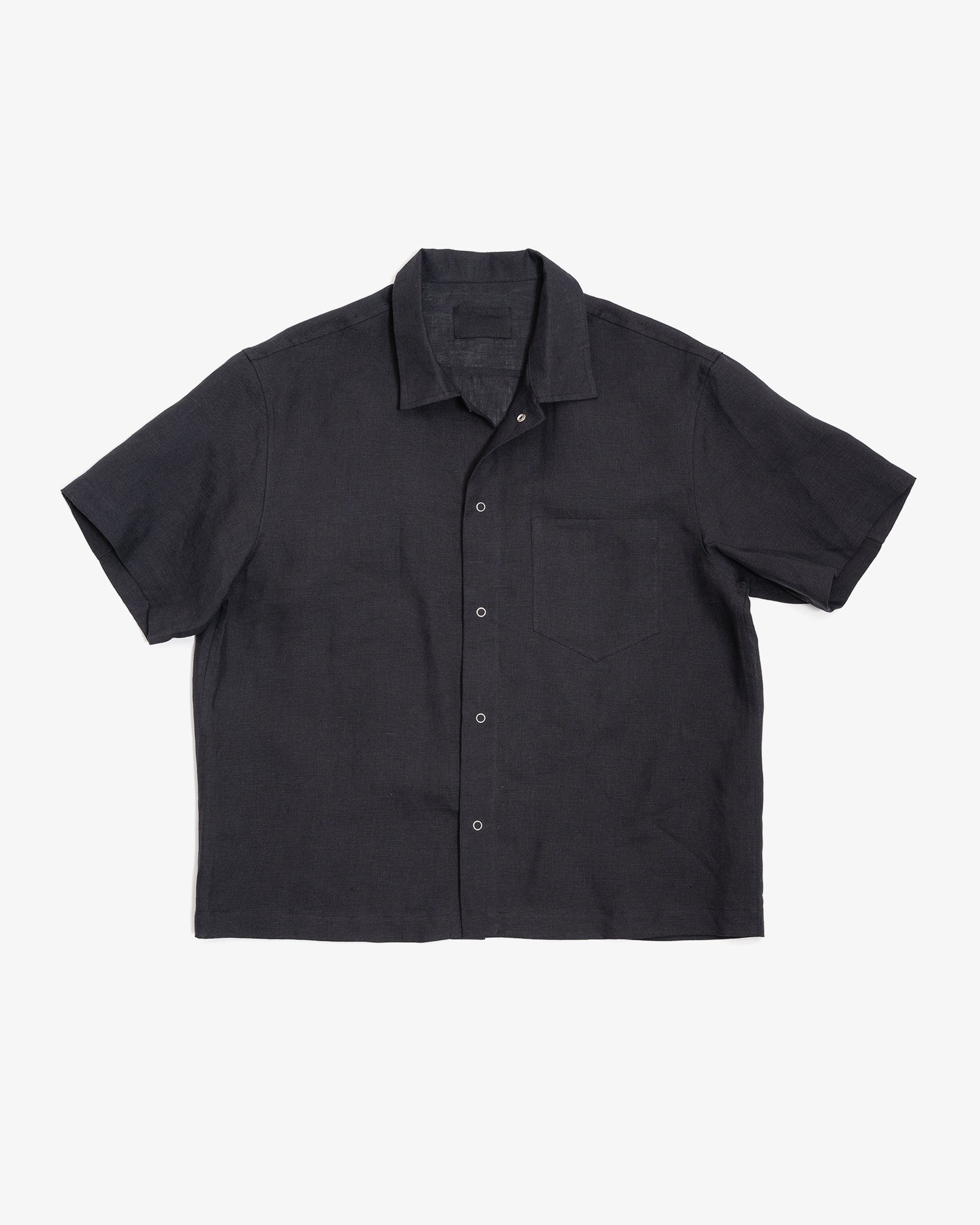 SUNDOWN SHIRT - BLACK BELGIAN LINEN – James Coward