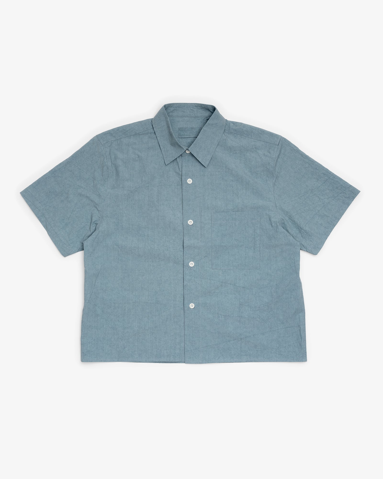SHORT SLEEVE SHIRT - LIGHT BLUE SUN DRIED TYPEWRITER CLOTH – James