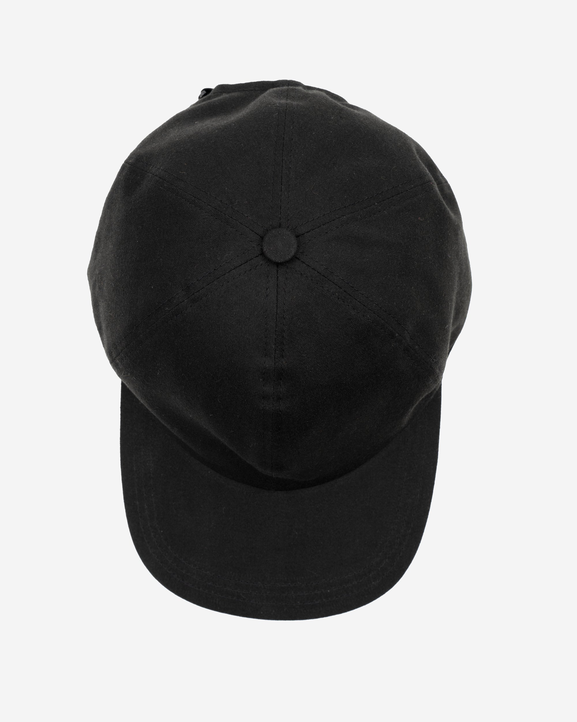 6 PANEL CAP - BLACK COTTON GABARDINE