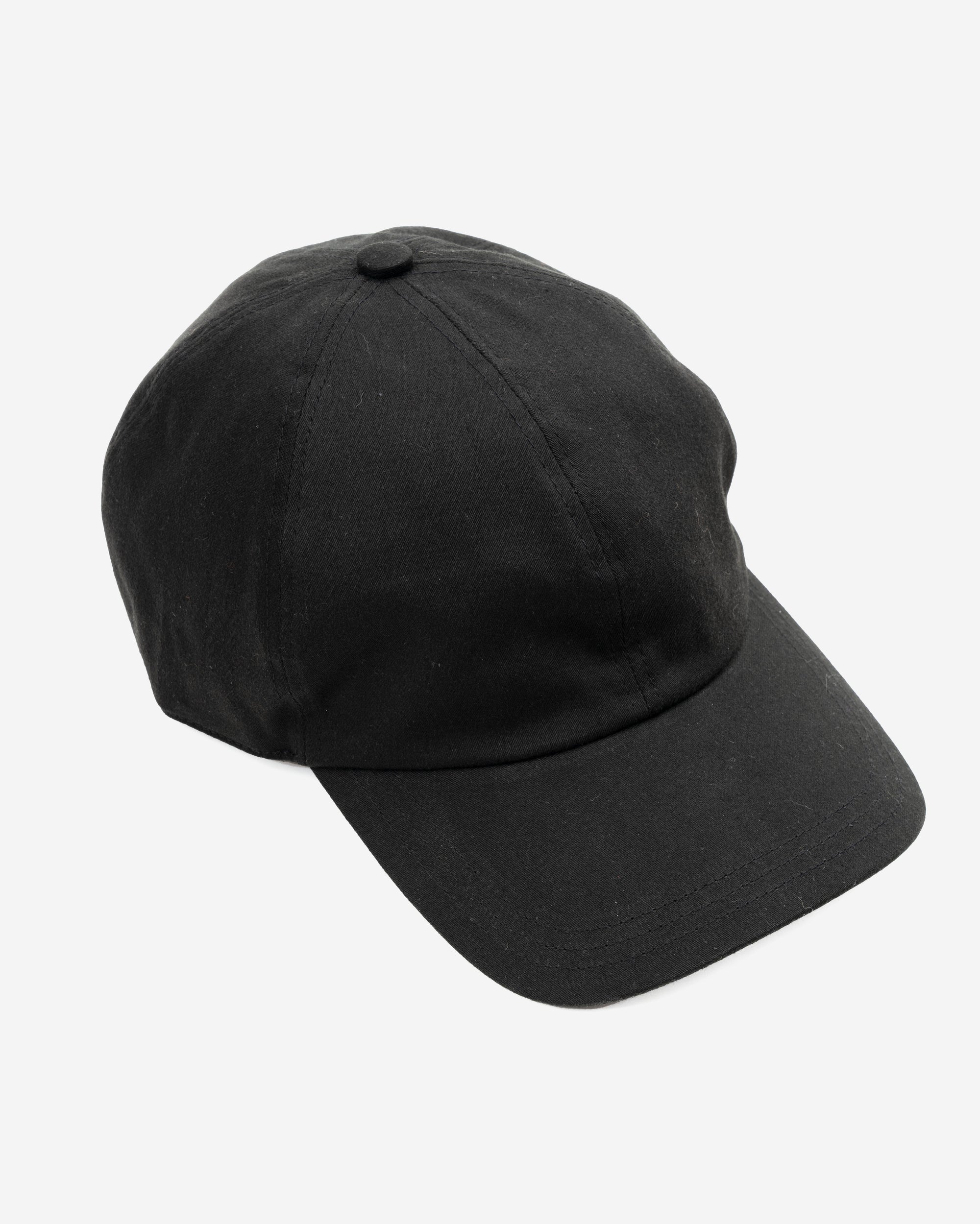 6 PANEL CAP - BLACK COTTON GABARDINE