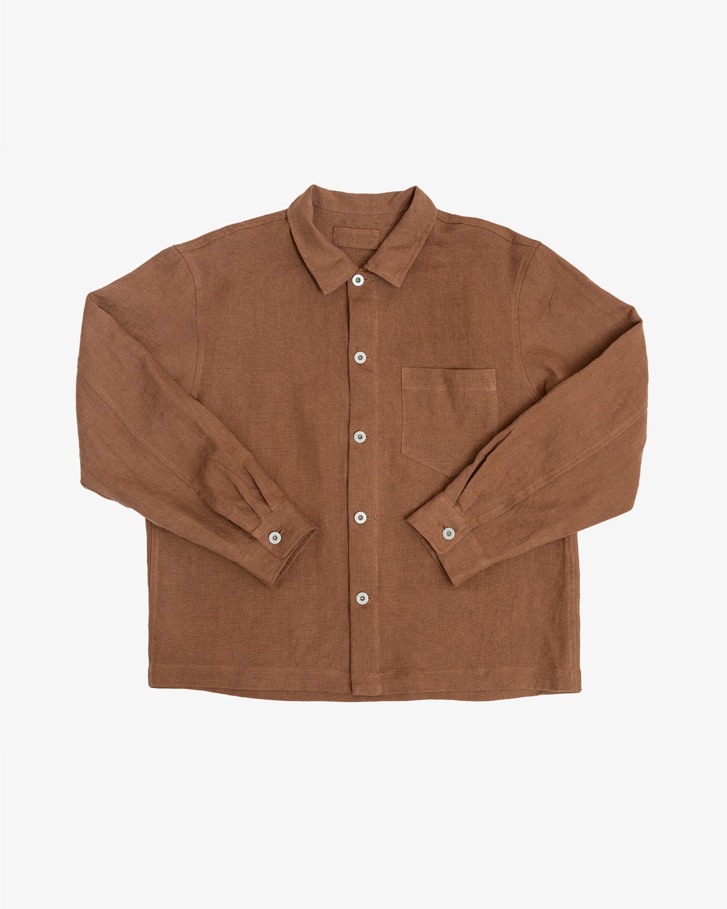 TRAVAIL SHIRT - CORSICA BROWN WELTERWEIGHT LINEN
