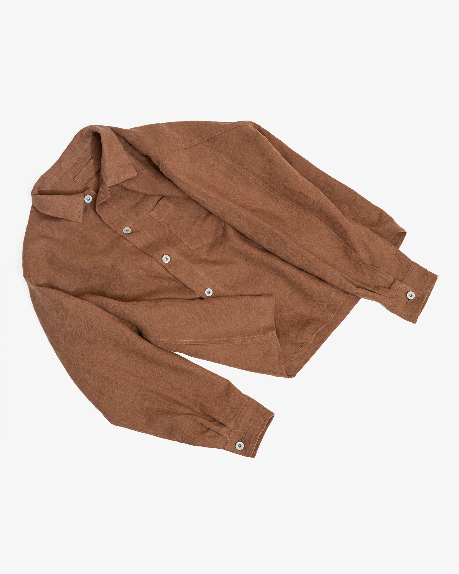 TRAVAIL SHIRT - CORSICA BROWN WELTERWEIGHT LINEN