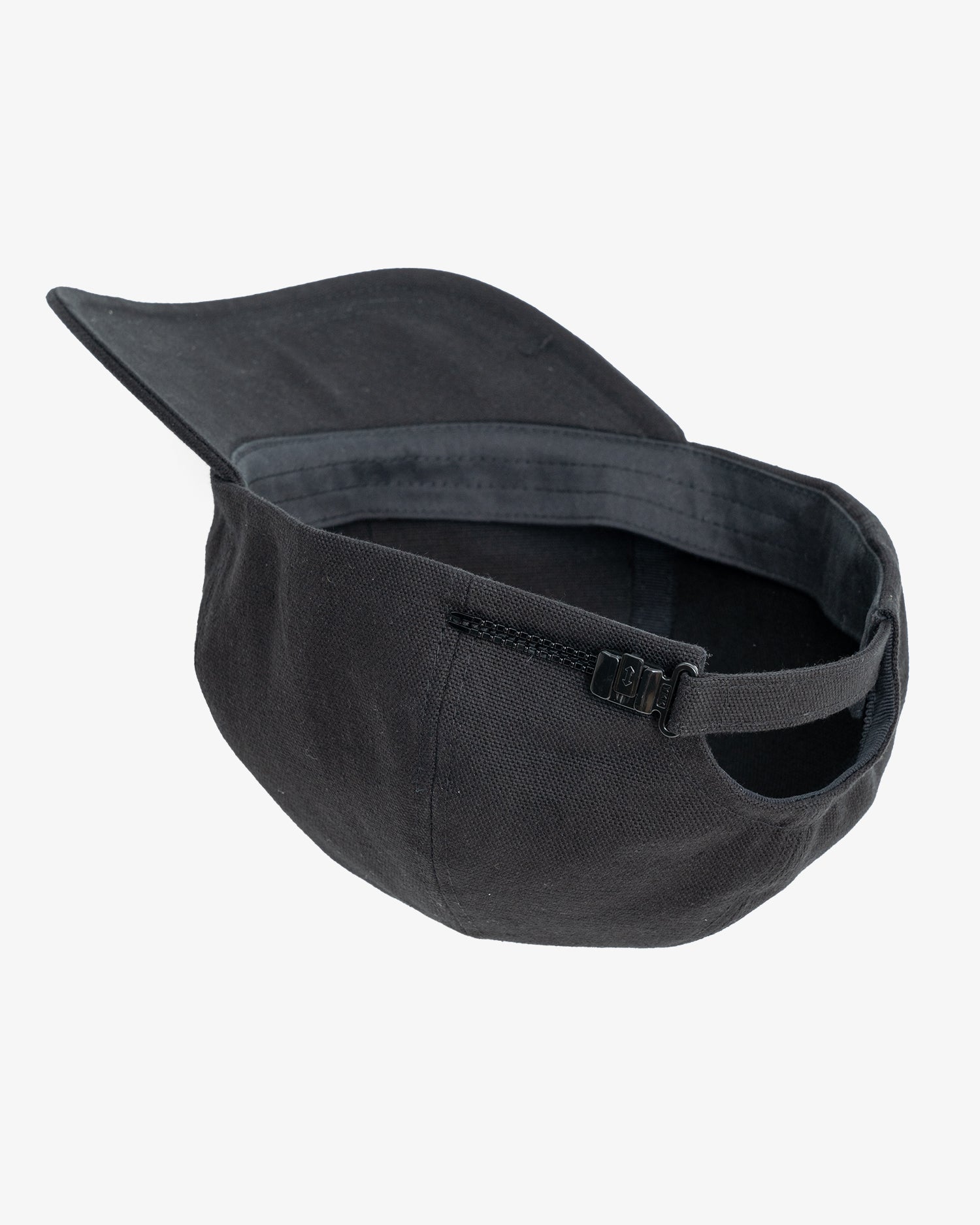 6 PANEL CAP - BLACK COTTON WASHI OXFORD