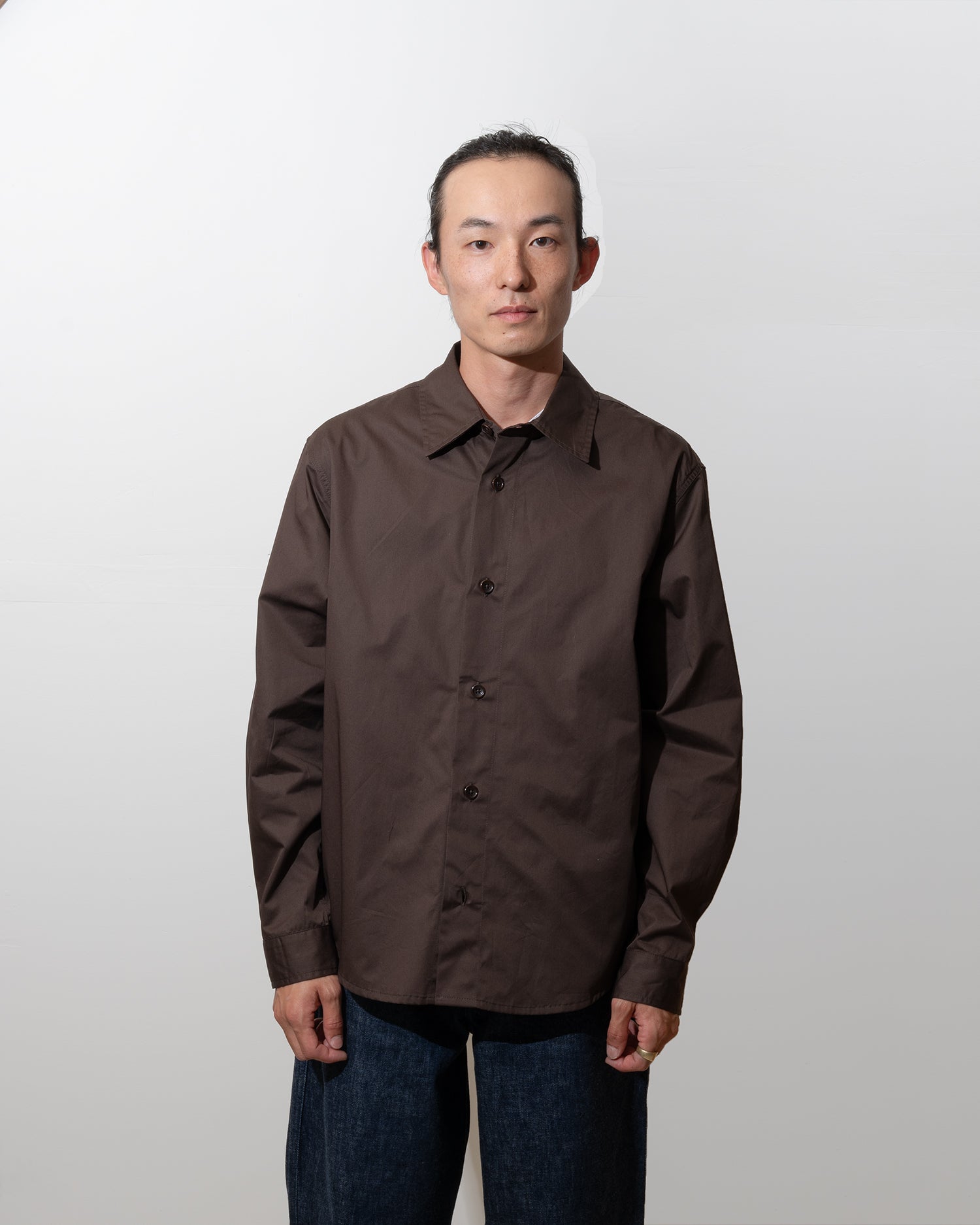 FILTER SHIRT - DARK BROWN PIMA COTTON TWILL
