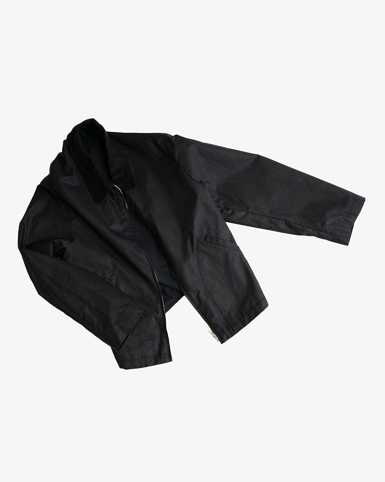 SITE JACKET - BLACK WAXED ORGANIC COTTON RIPSTOP – James Coward