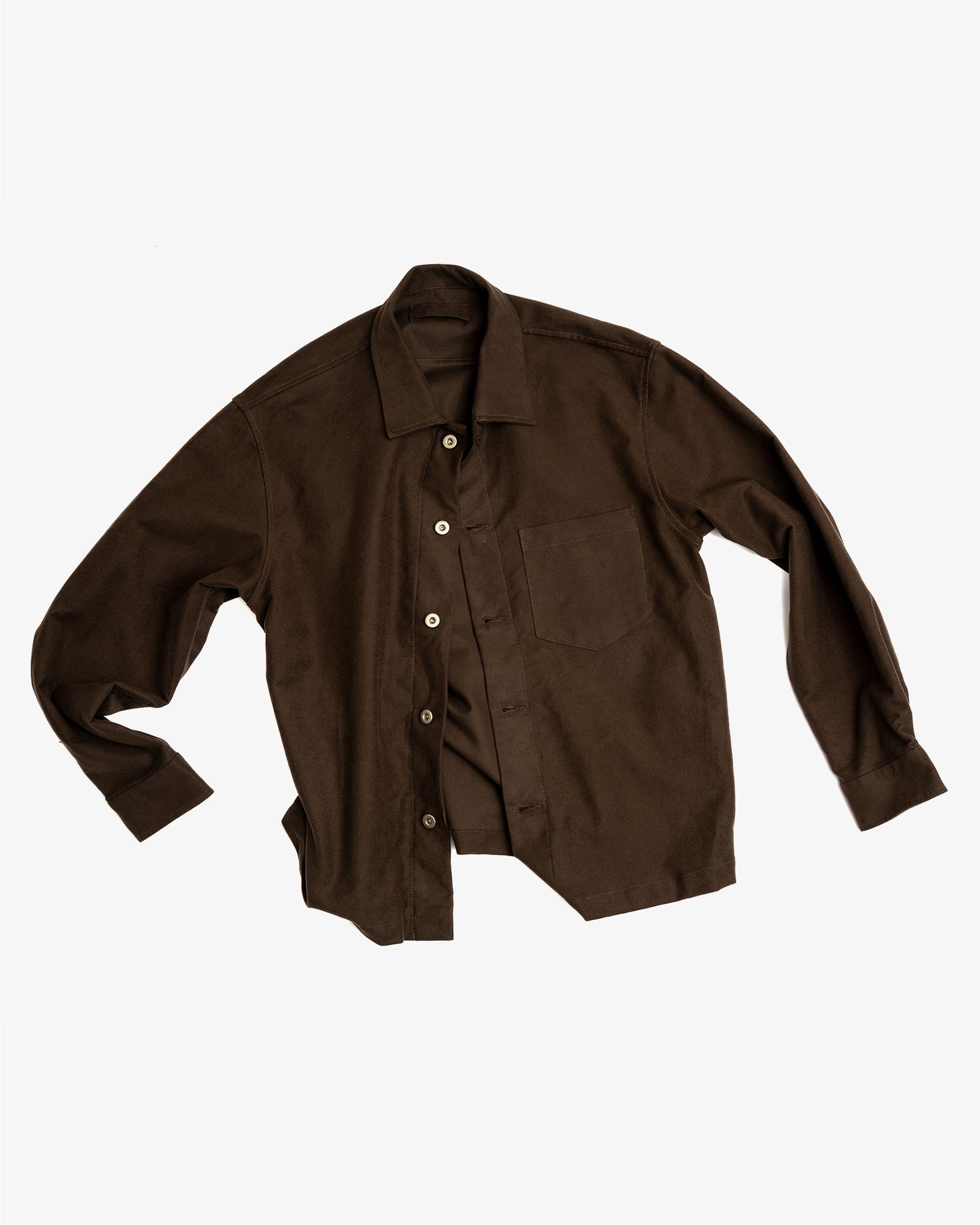 TRAVAIL SHIRT - DARK BROWN COTTON MOLESKIN James Coward TRAVAIL SHIRT - DARK BROWN COTTON MOLESKIN James Coward
