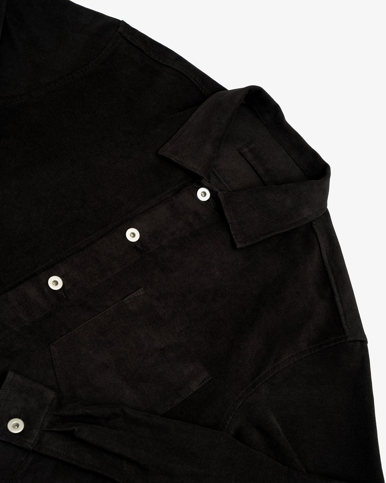 TRAVAIL SHIRT - BLACK COTTON MOLESKIN – James Coward