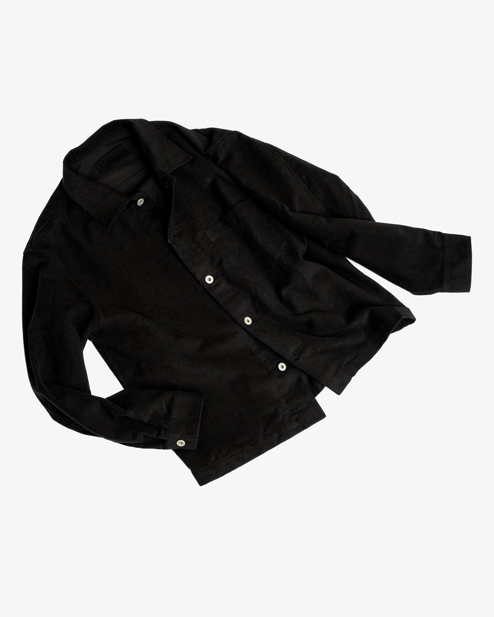 TRAVAIL SHIRT - BLACK COTTON MOLESKIN – James Coward