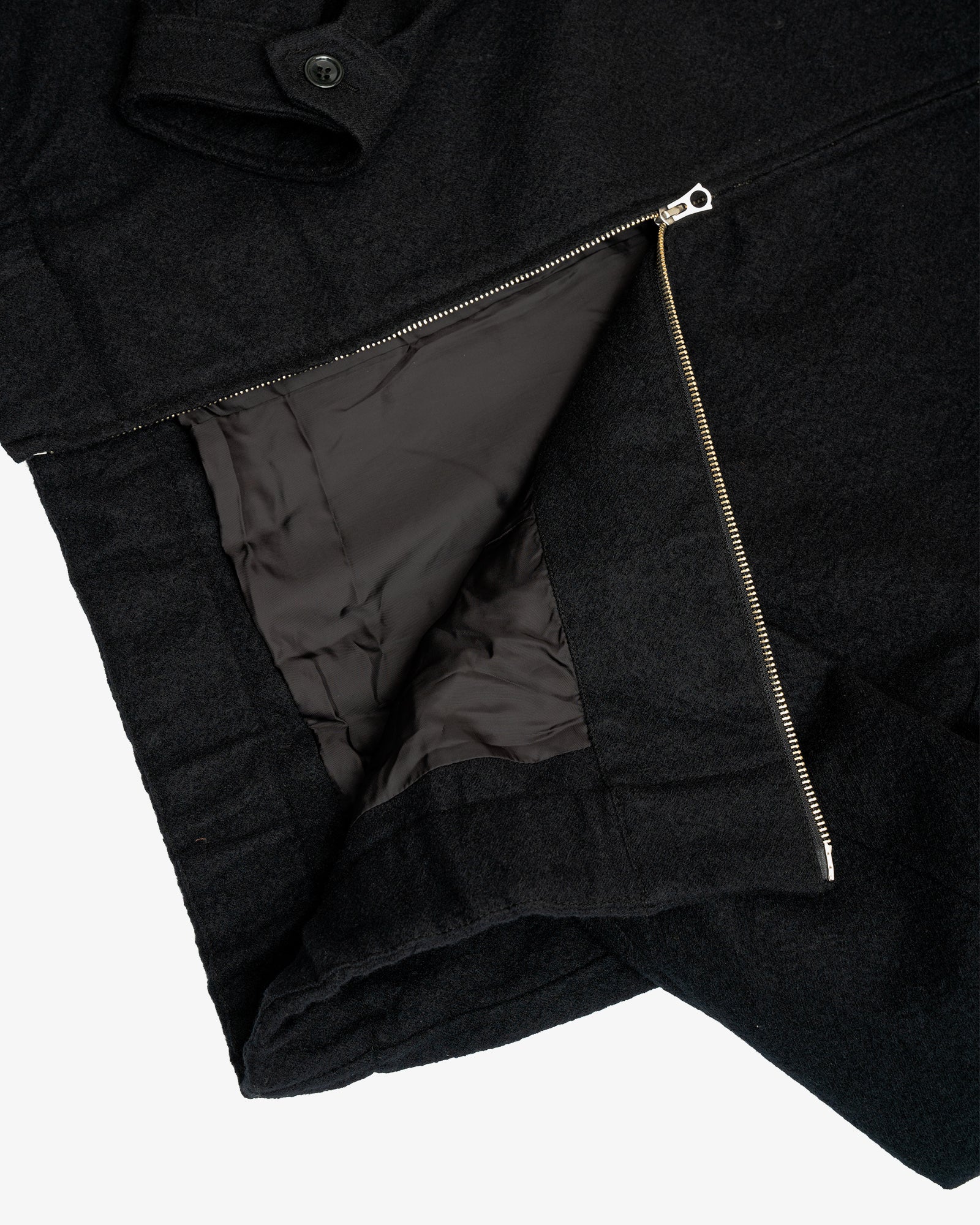 MACHINE JACKET - PIECE DYED BLACK WOOL COMBED TWILL
