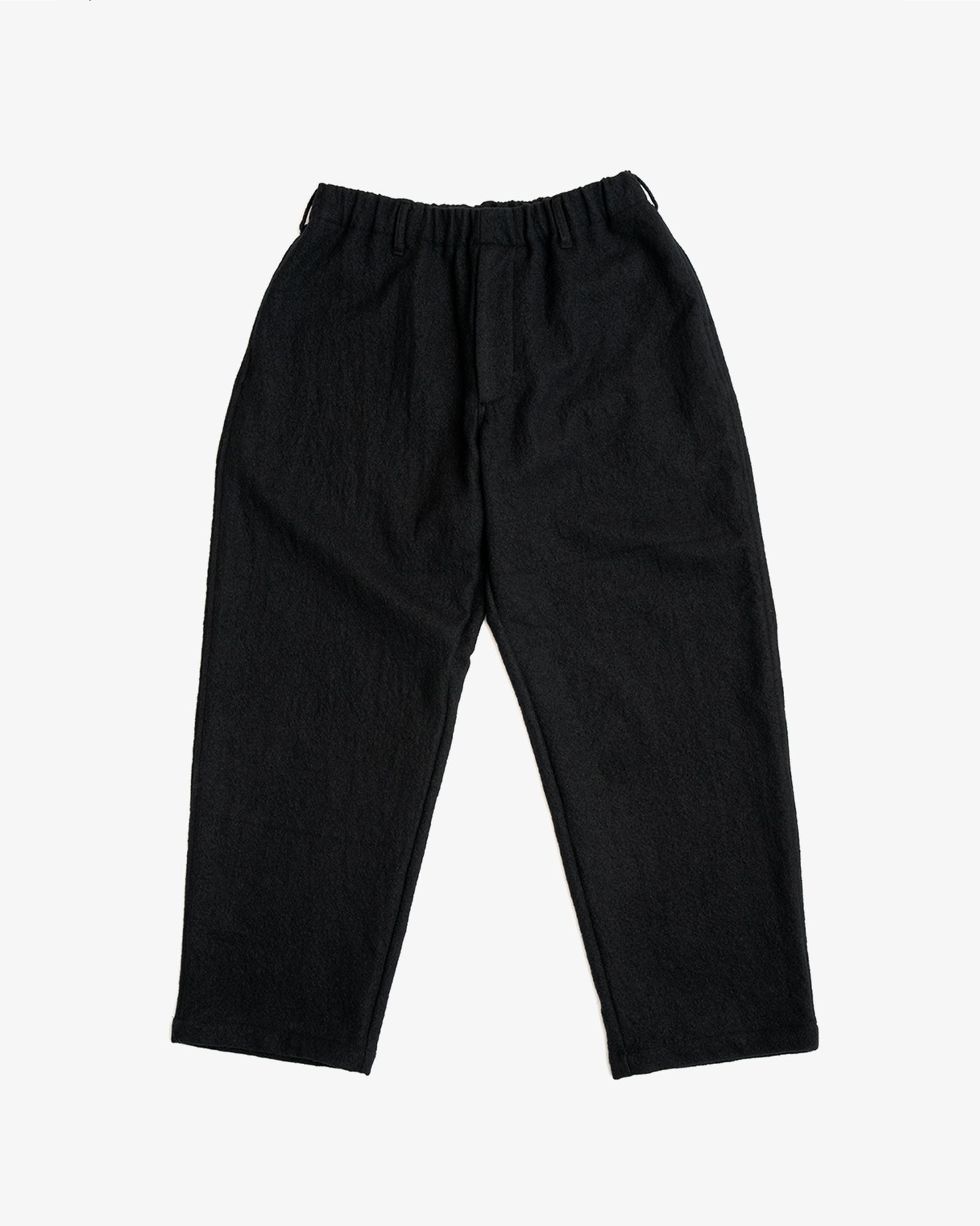 CARRY ON PANT - PIECE DYED BLACK WOOL COMBED TWILL