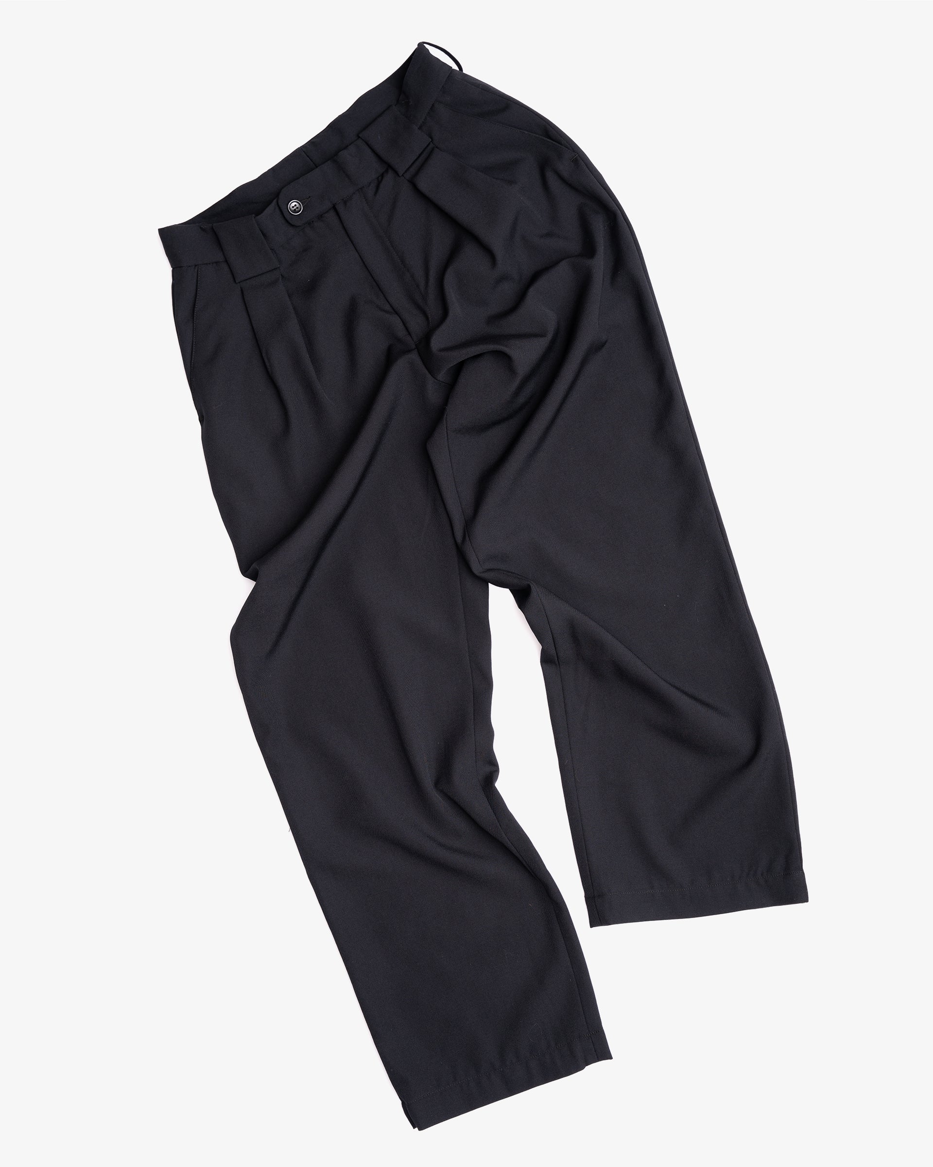 MERCADO TROUSER - BLACK WOOL GABARDINE – James Coward
