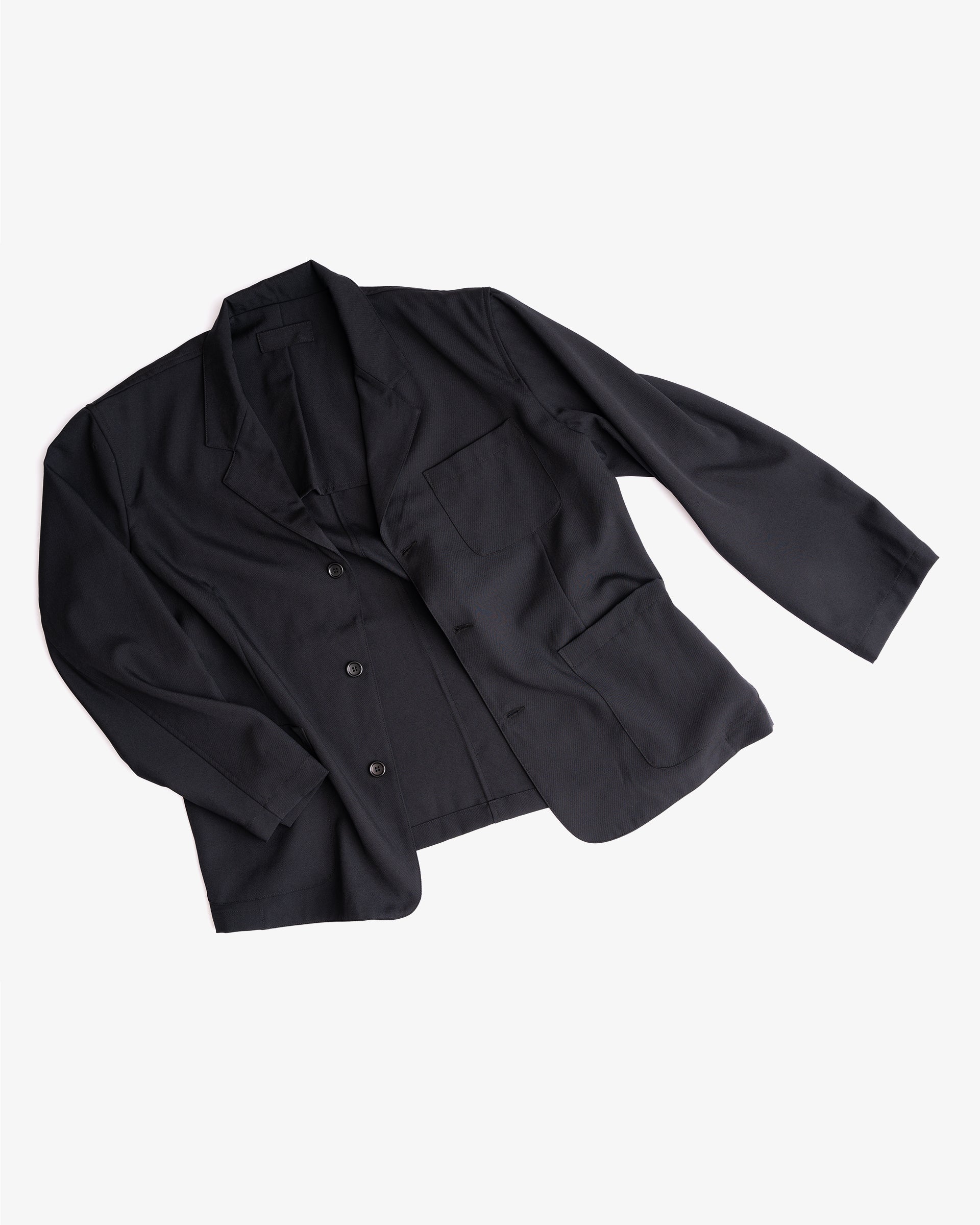 CARRY ON JACKET - BLACK WOOL GABARDINE – James Coward