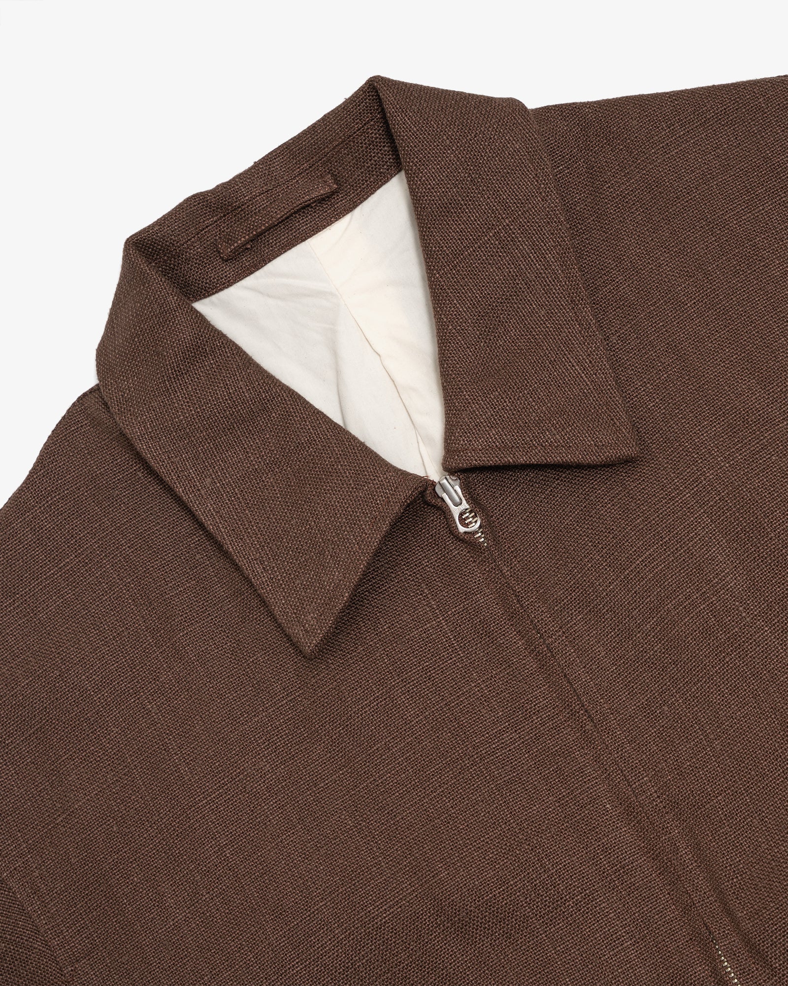 MACHINE JACKET - BROWN SANFORIZED BELGIAN LINEN CANVAS – James Coward