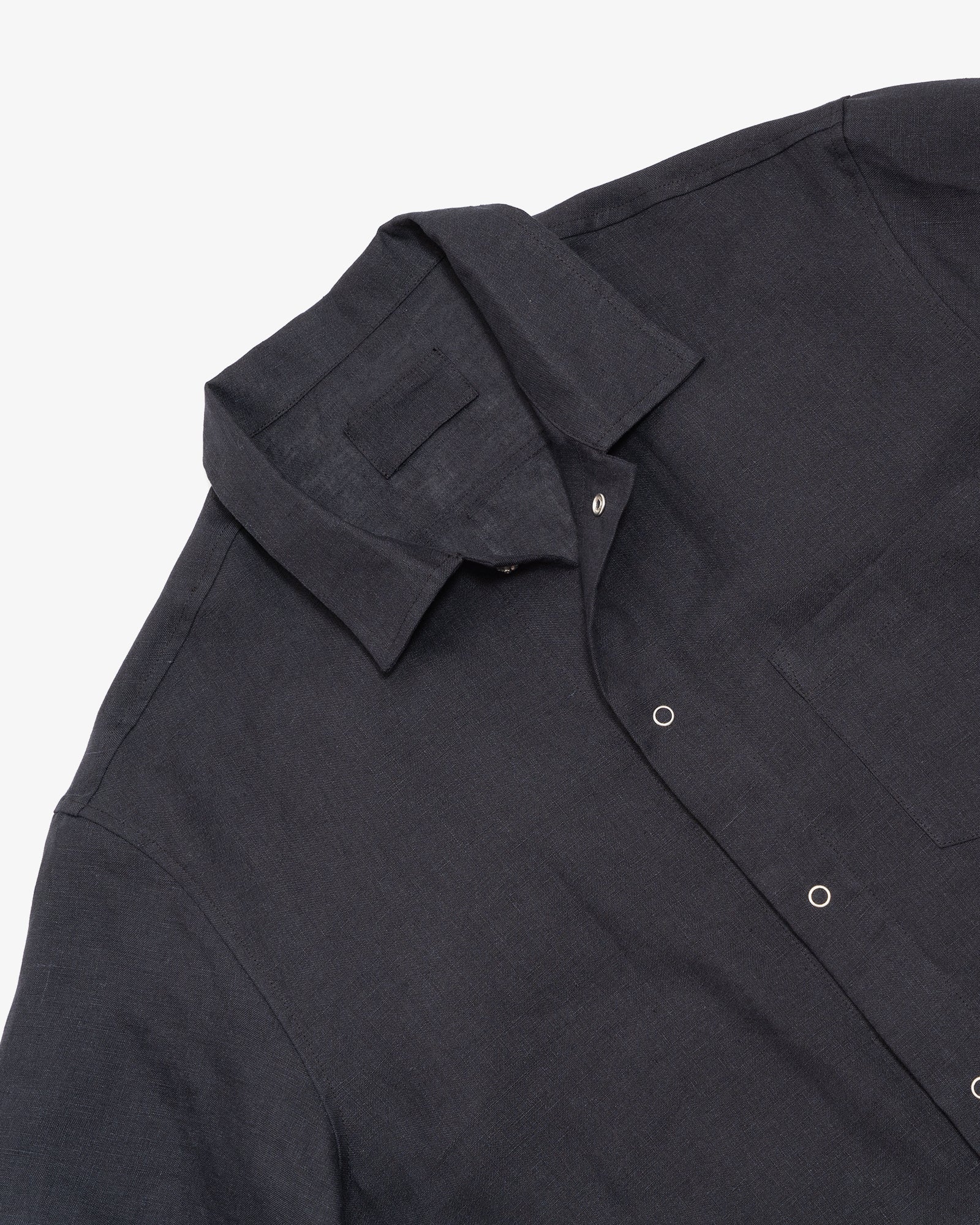 SUNDOWN SHIRT - BLACK BELGIAN LINEN – James Coward