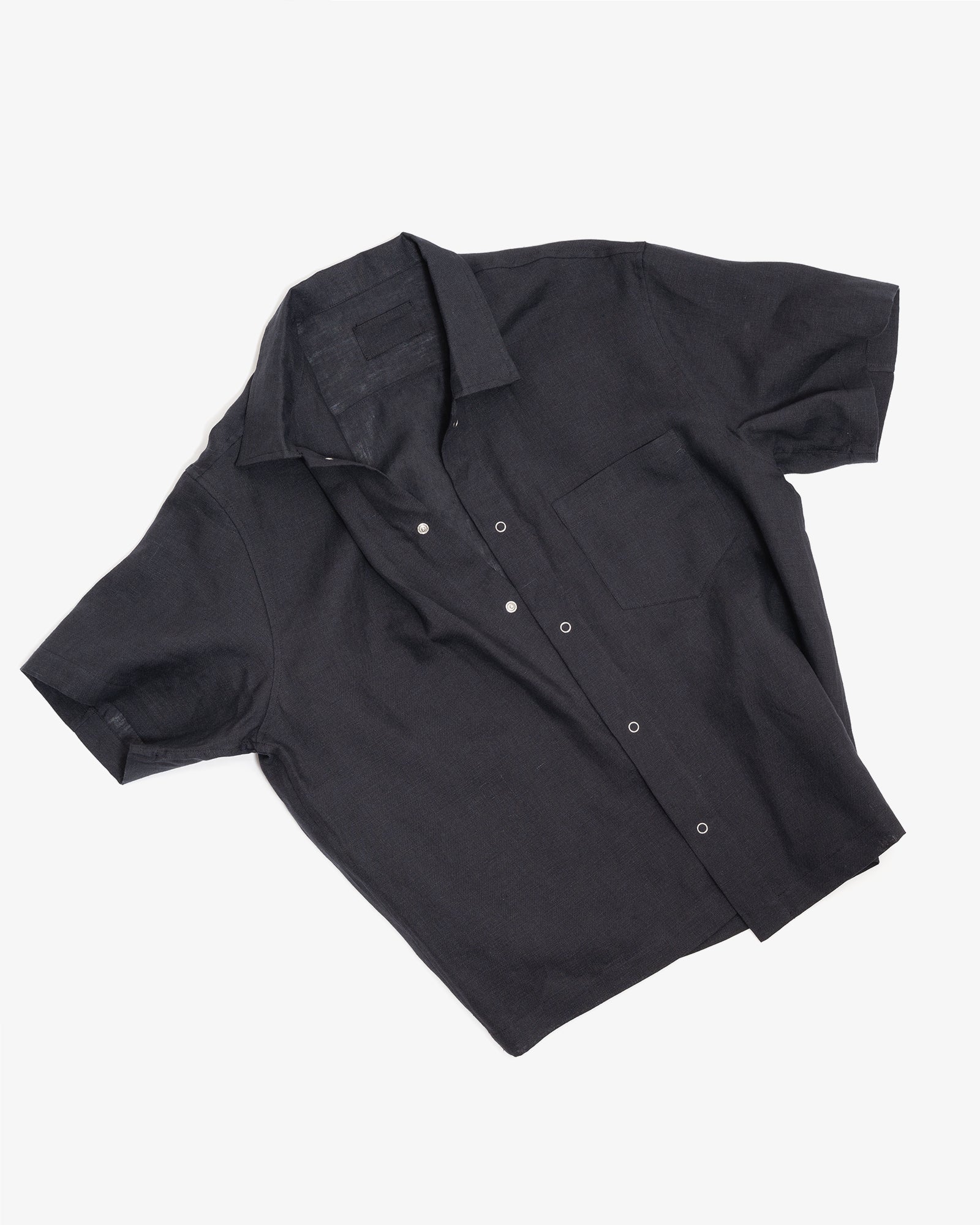 SUNDOWN SHIRT - BLACK BELGIAN LINEN – James Coward