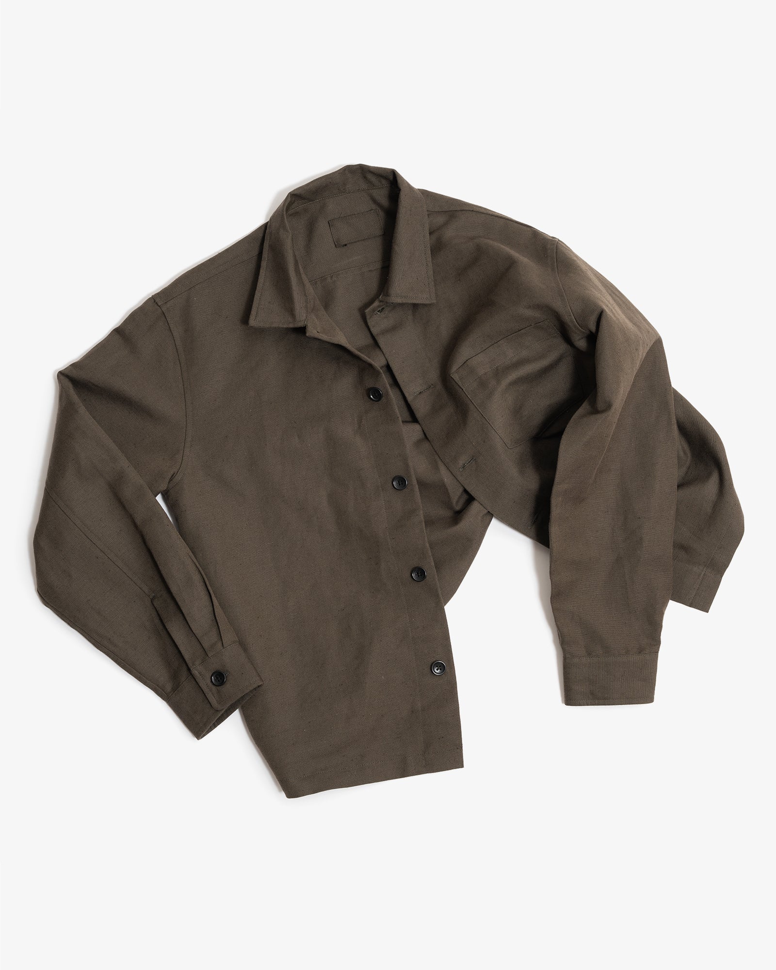 TRAVAIL SHIRT - COFFEE GROUNDS WELTERWEIGHT BELGIAN LINEN