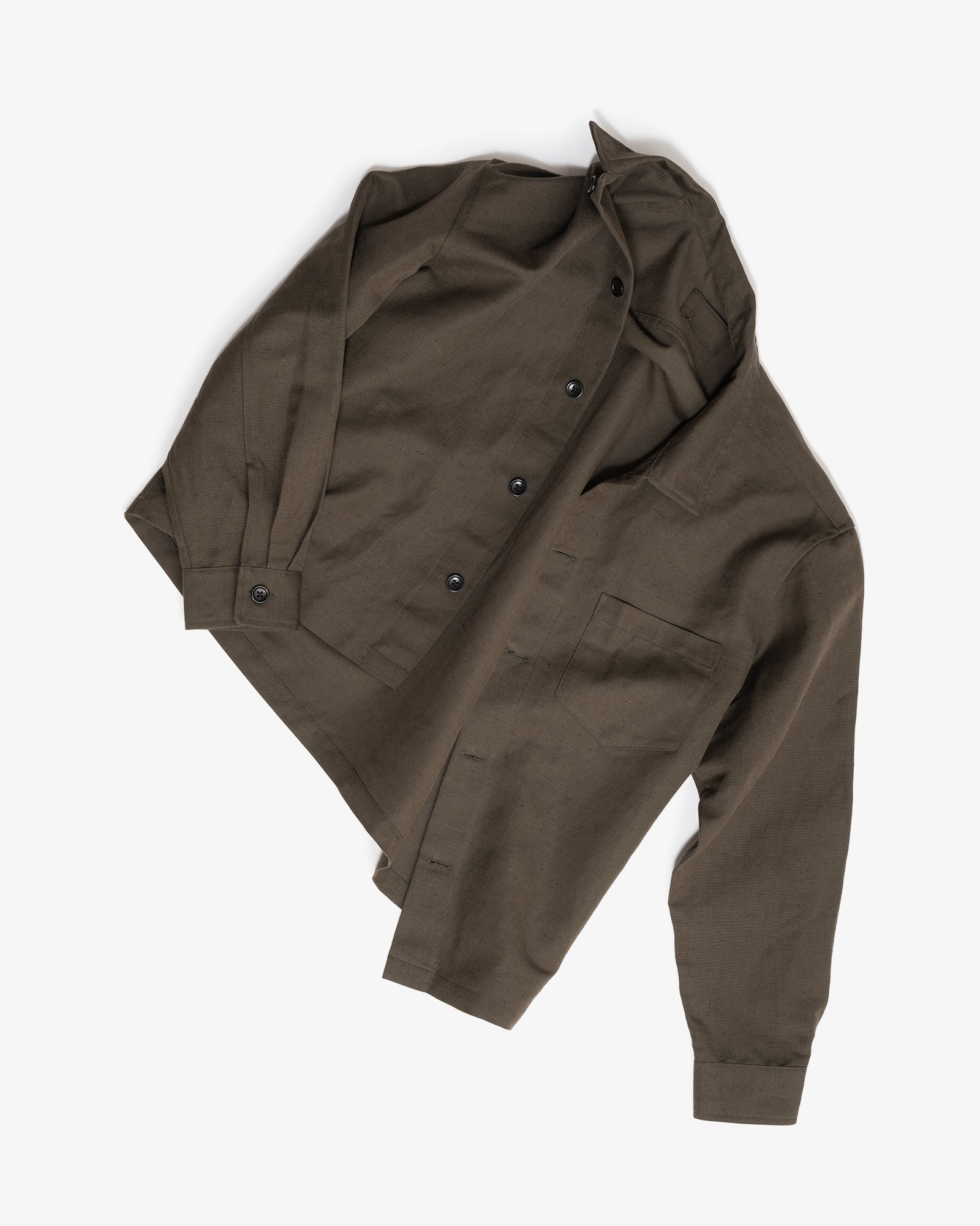 TRAVAIL SHIRT - COFFEE GROUNDS WELTERWEIGHT BELGIAN LINEN – James