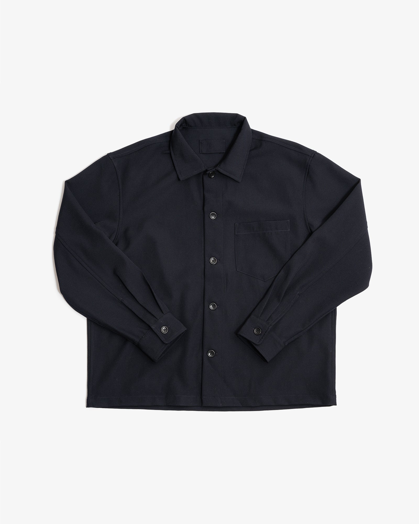 TRAVAIL SHIRT - NAVY MEDIUMWEIGHT WOOL GABARDINE