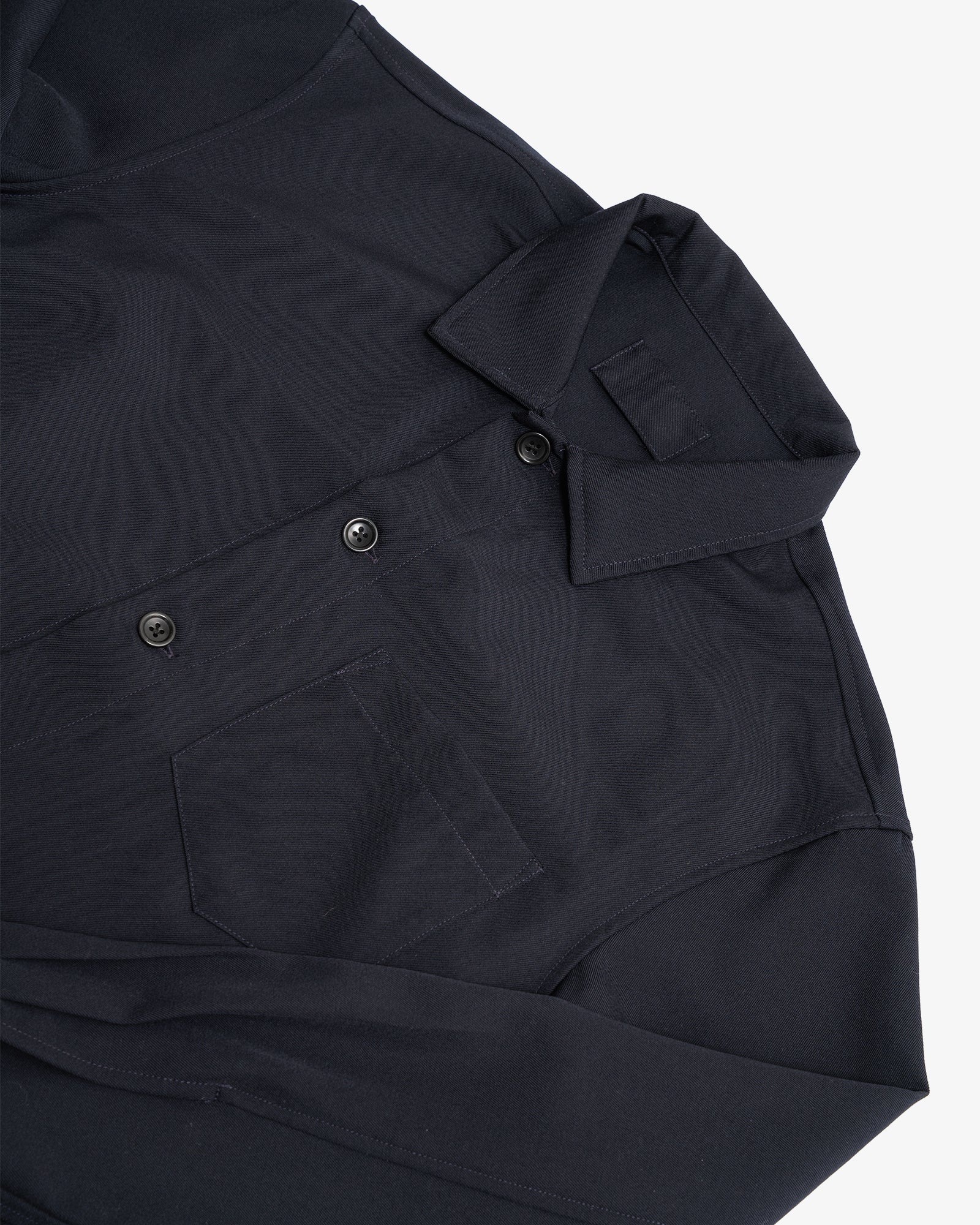 TRAVAIL SHIRT - NAVY MEDIUMWEIGHT WOOL GABARDINE