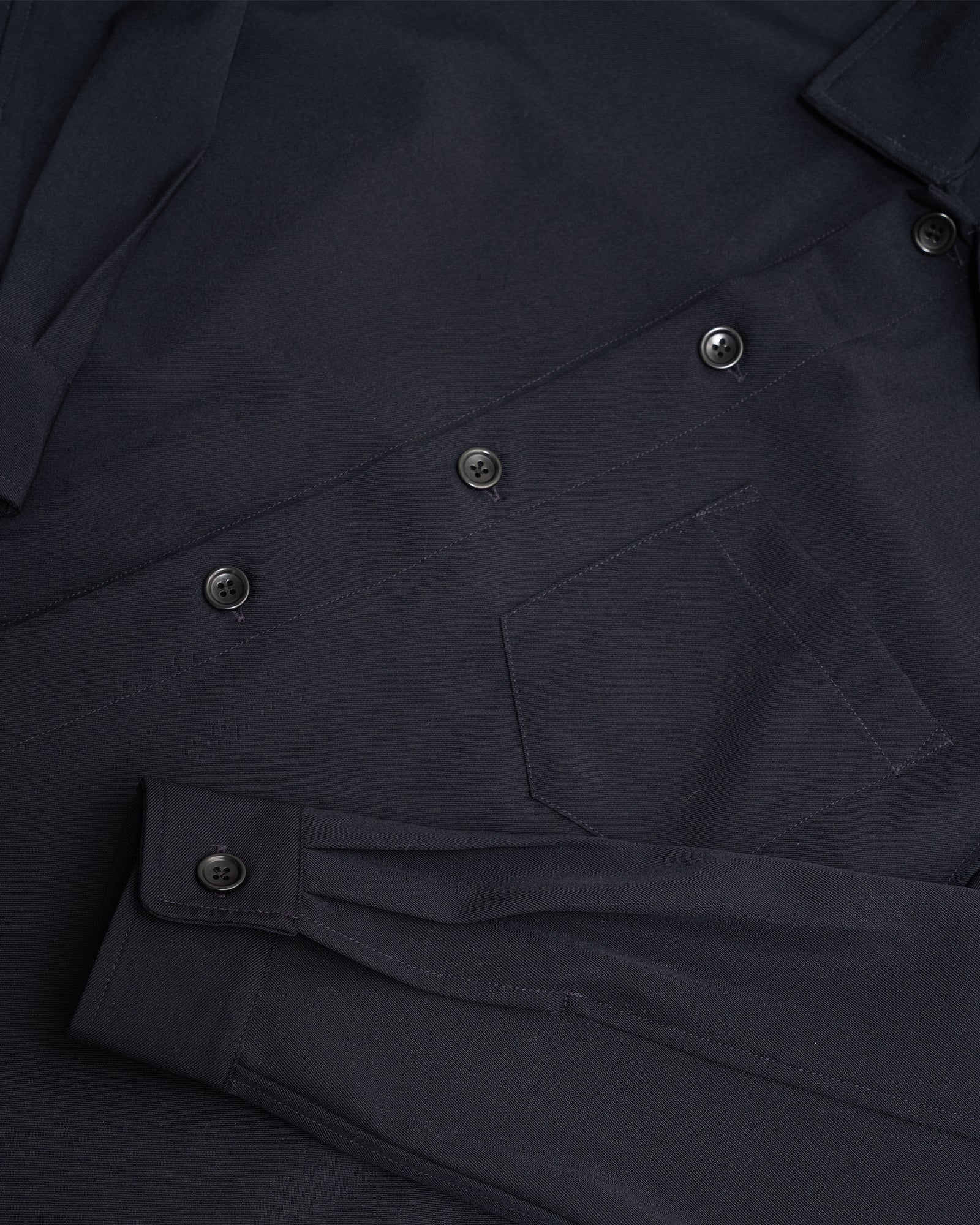 TRAVAIL SHIRT - NAVY MEDIUMWEIGHT WOOL GABARDINE