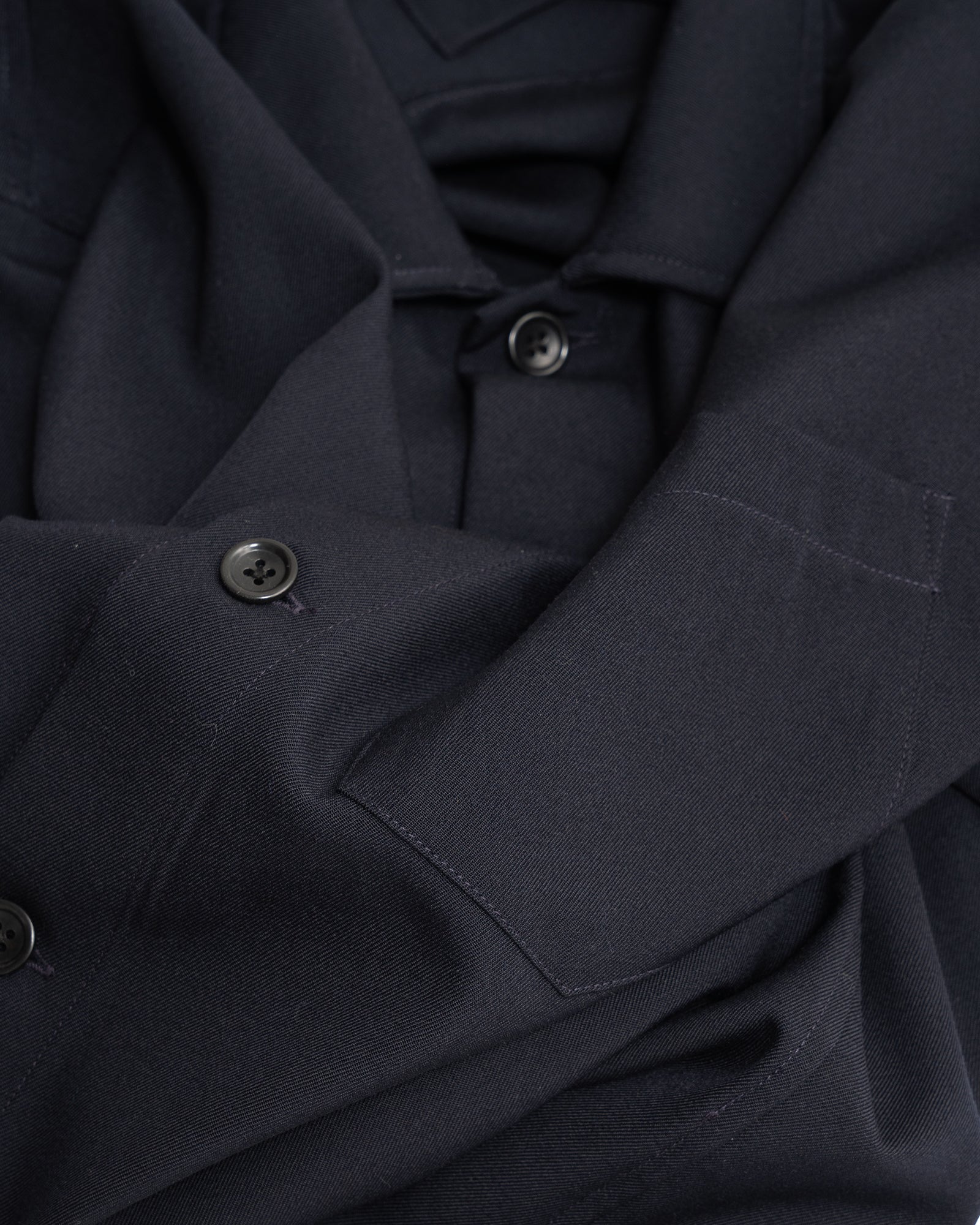 TRAVAIL SHIRT - NAVY MEDIUMWEIGHT WOOL GABARDINE