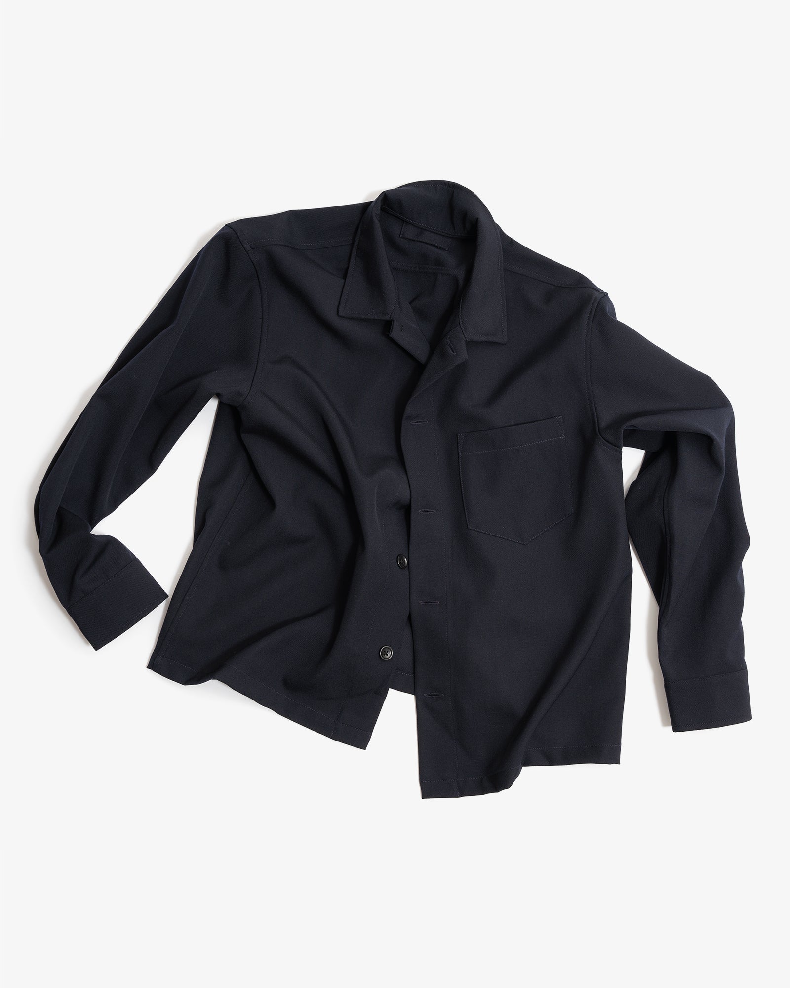 TRAVAIL SHIRT - NAVY MEDIUMWEIGHT WOOL GABARDINE