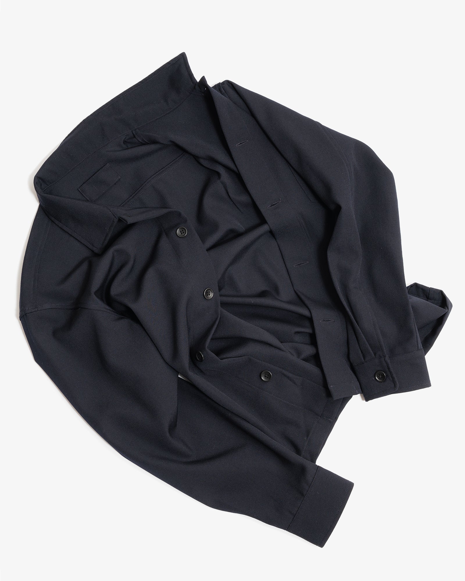 TRAVAIL SHIRT - NAVY MEDIUMWEIGHT WOOL GABARDINE – James Coward