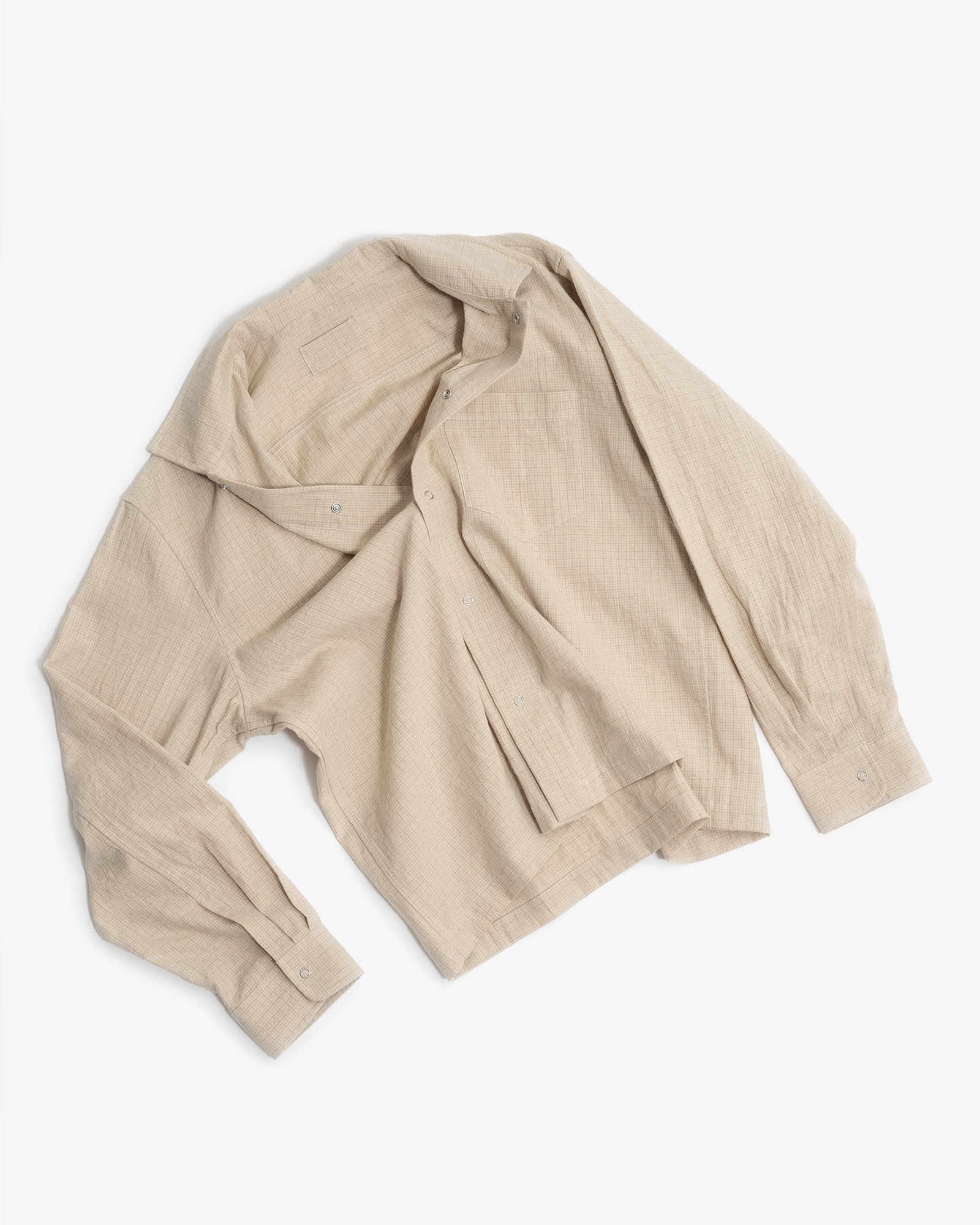 PREORDER BALANCE: WORKSHOP SHIRT - NATURAL COTTON/LINEN GRID
