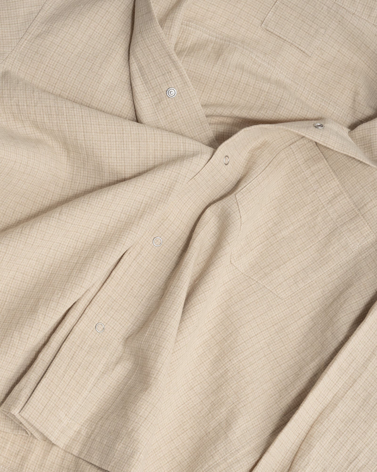PREORDER BALANCE: WORKSHOP SHIRT - NATURAL COTTON/LINEN GRID