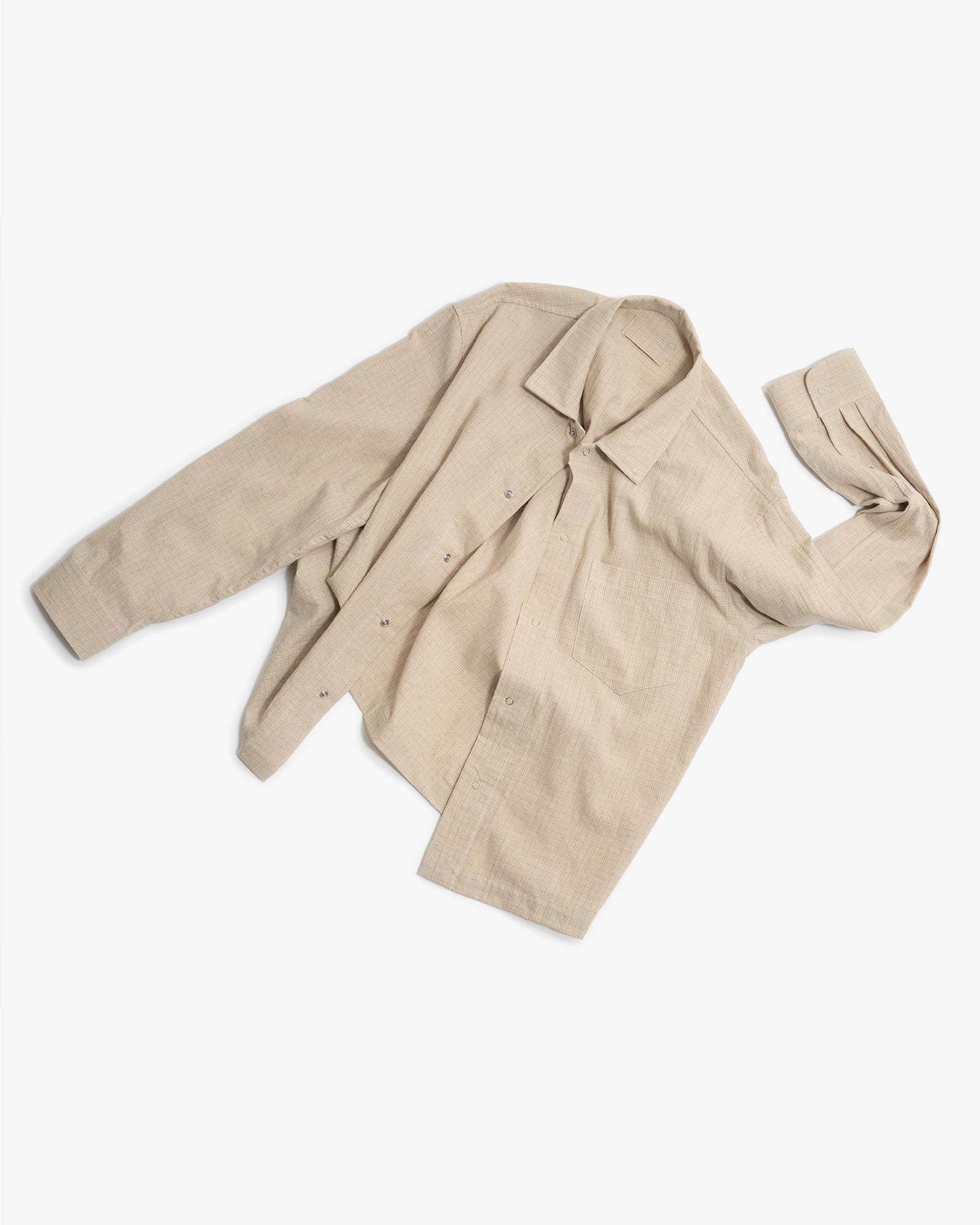 PREORDER BALANCE: WORKSHOP SHIRT - NATURAL COTTON/LINEN GRID