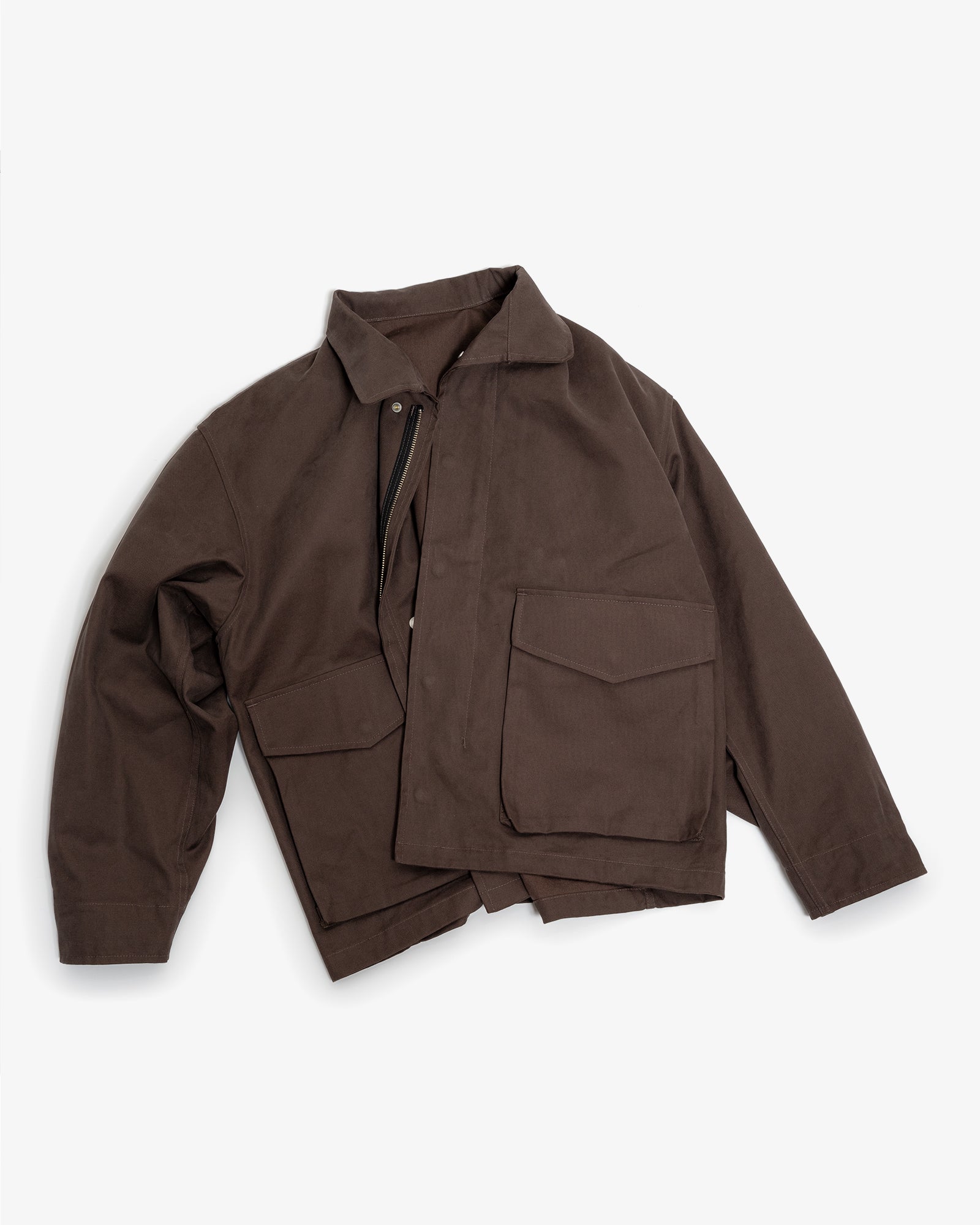 SIX JACKET - BROWN COTTON CANVAS