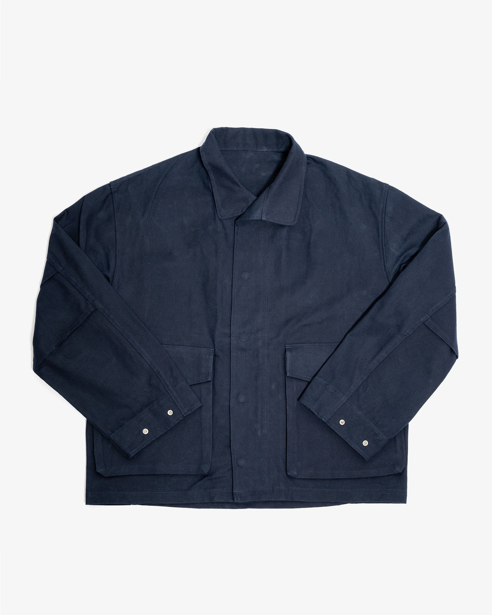 SIX JACKET - NAVY WAXED COTTON/WASHI OXFORD CLOTH