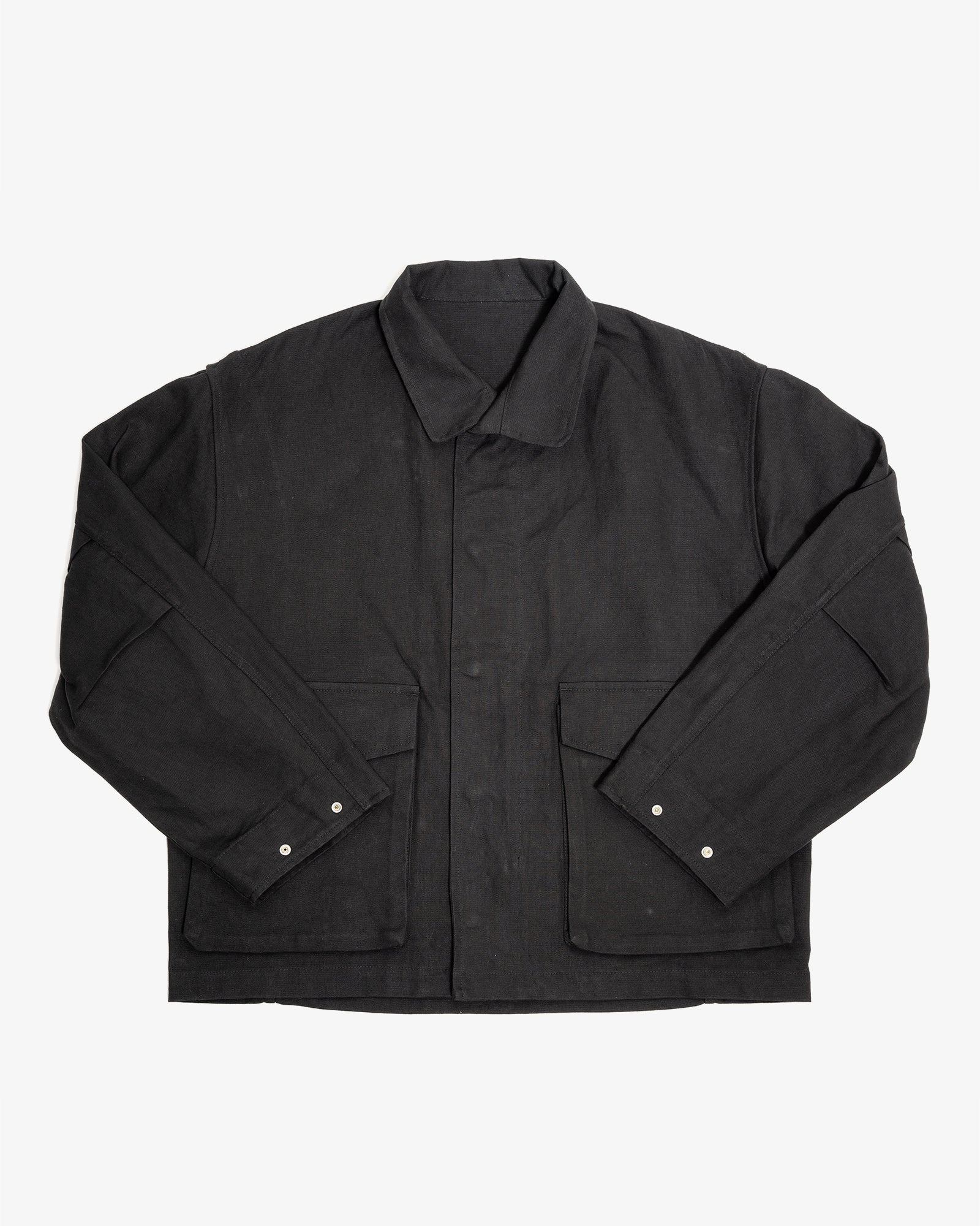 SIX JACKET - BLACK WAXED COTTON/WASHI OXFORD CLOTH