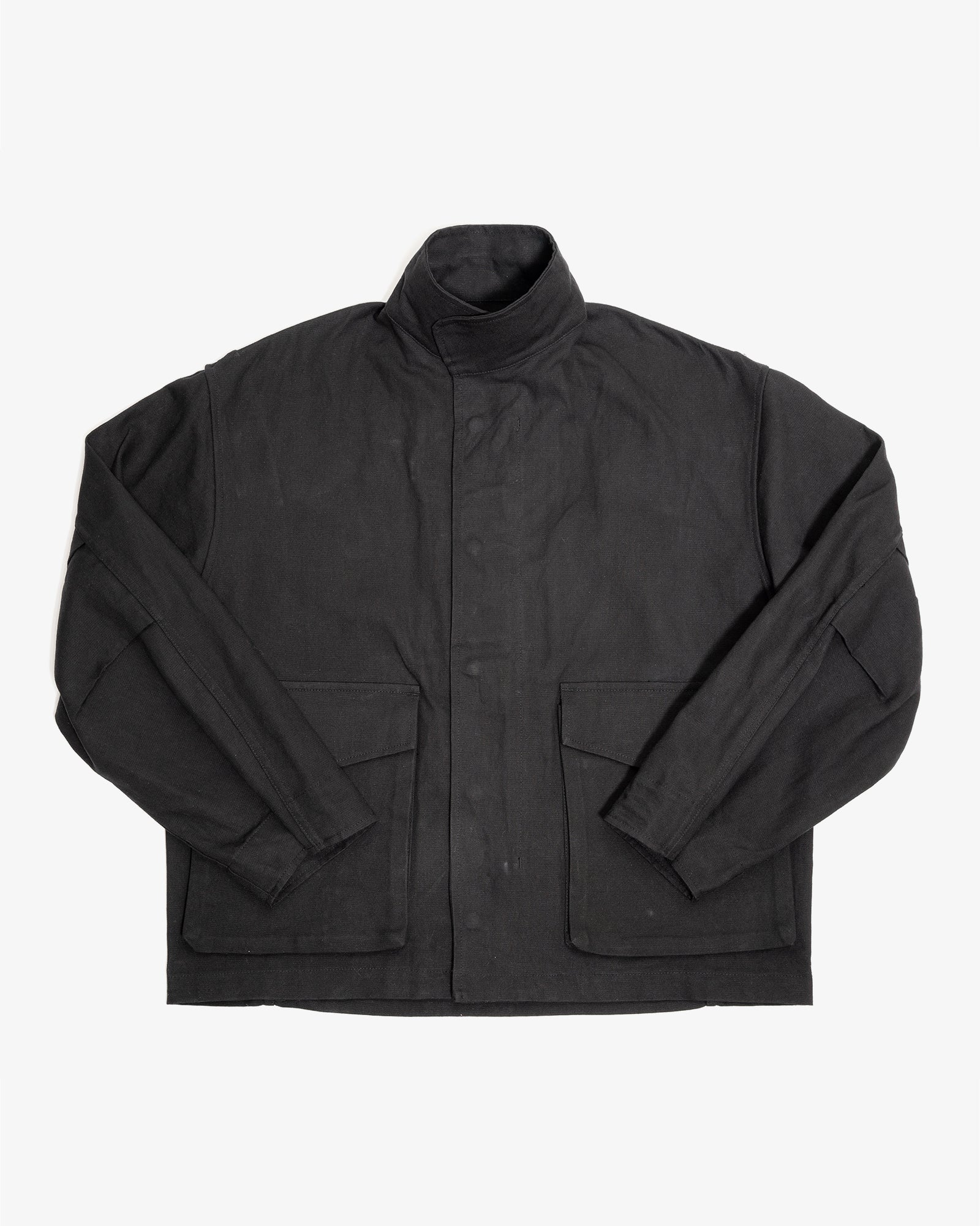 SIX JACKET - BLACK WAXED COTTON/WASHI OXFORD CLOTH