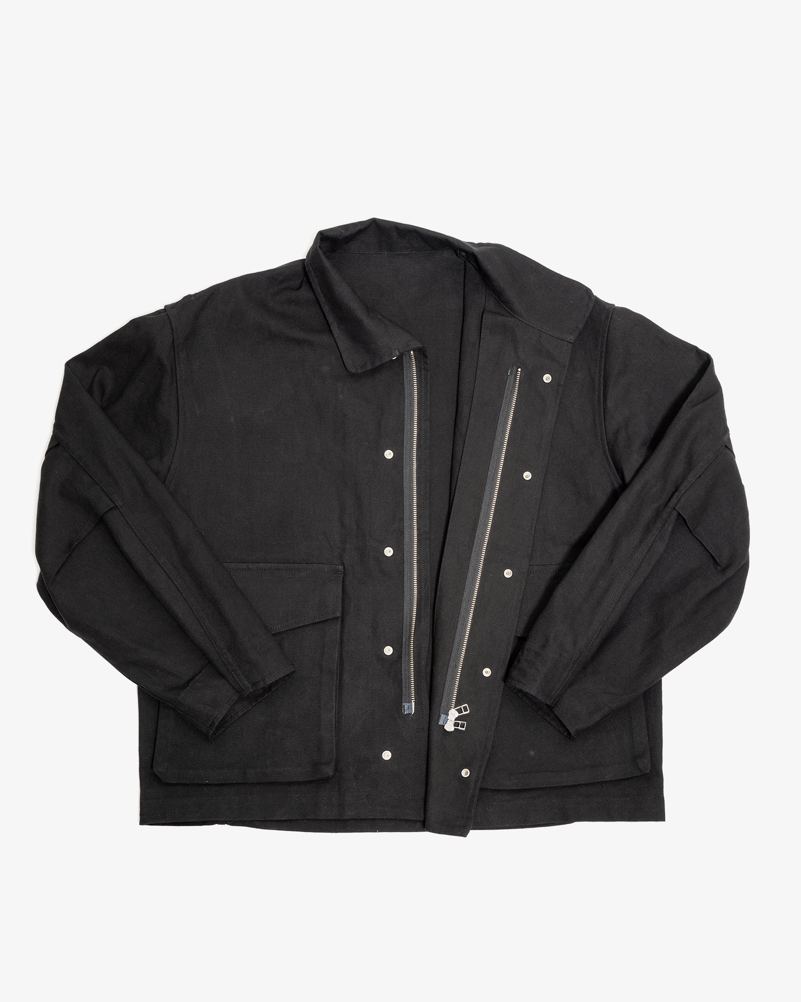 SIX JACKET - BLACK WAXED COTTON/WASHI OXFORD CLOTH