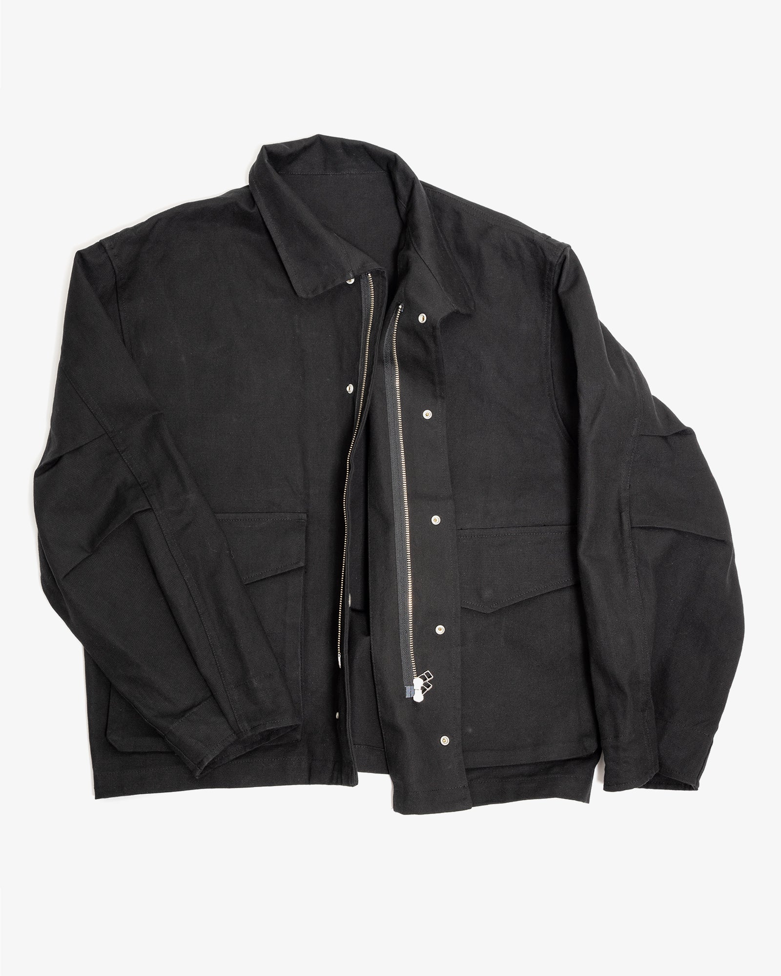 SIX JACKET - BLACK WAXED COTTON/WASHI OXFORD CLOTH – James Coward