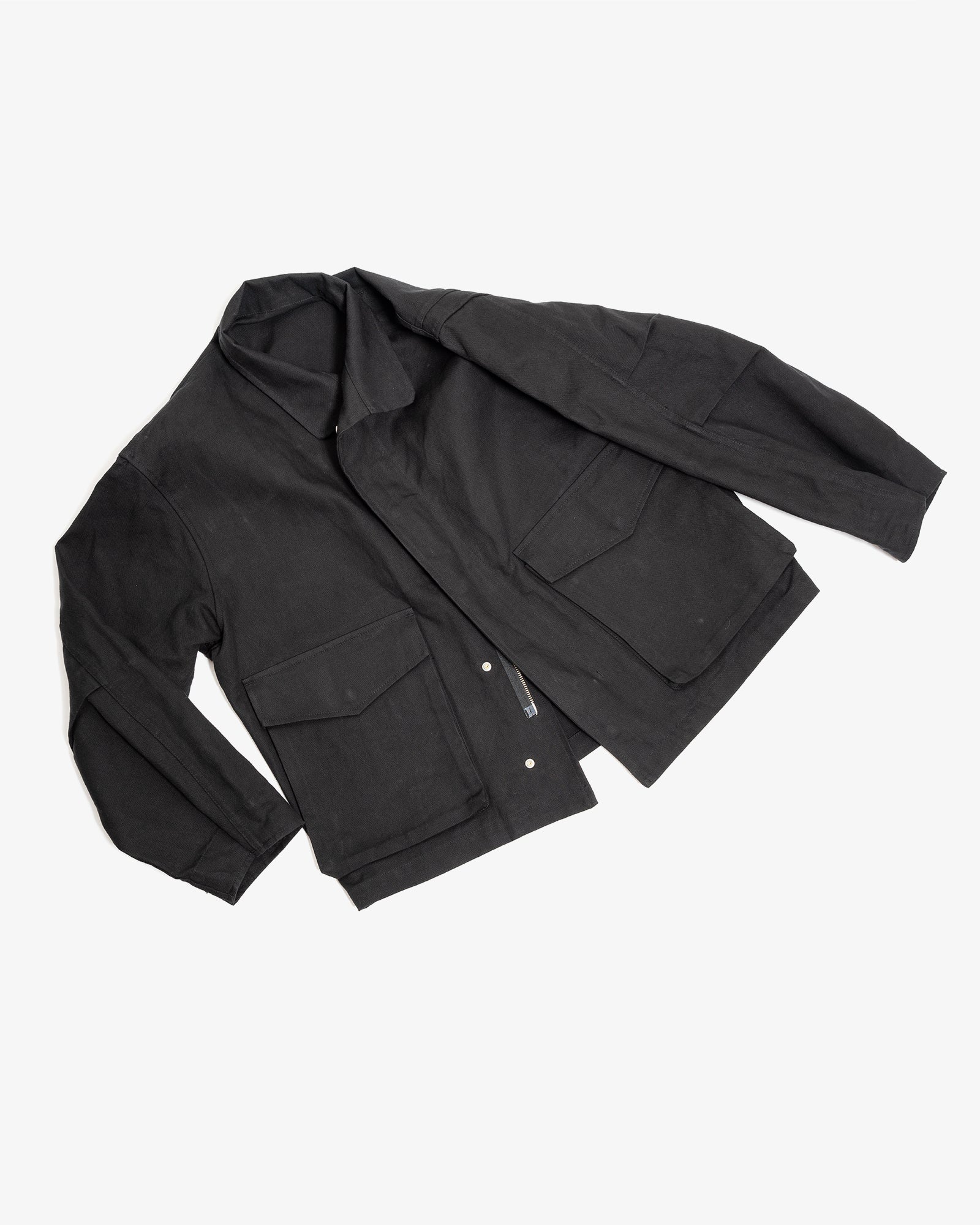SIX JACKET - BLACK WAXED COTTON/WASHI OXFORD CLOTH