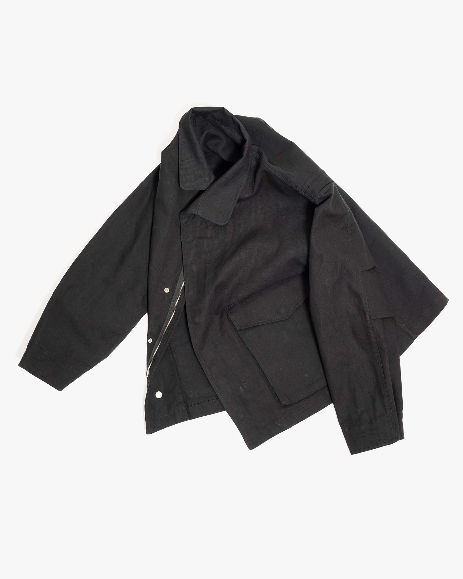 SIX JACKET - BLACK WAXED COTTON/WASHI OXFORD CLOTH – James Coward