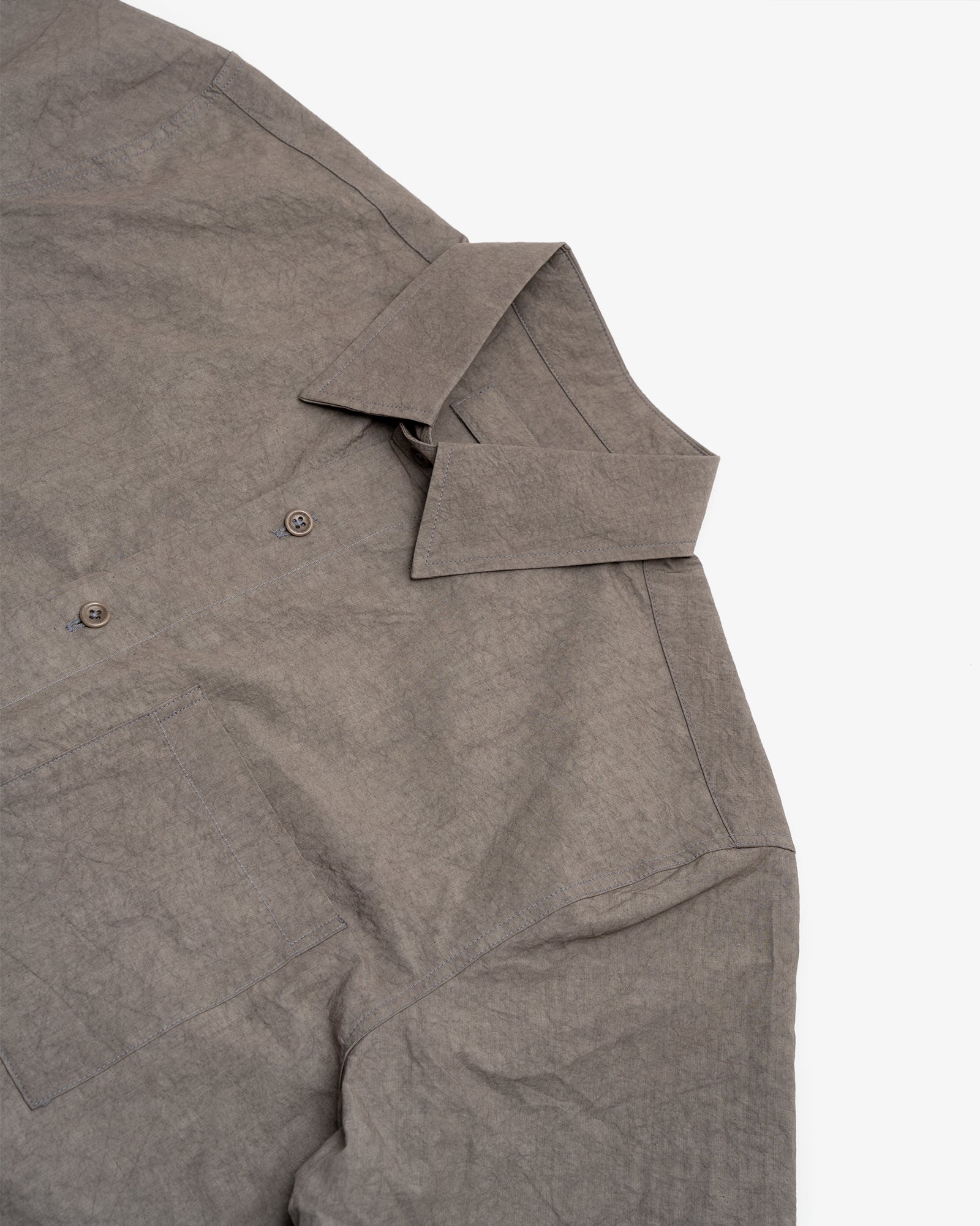 SHORT SLEEVE SHIRT - GREY SUN DRIED TYPEWRITER CLOTH – James Coward