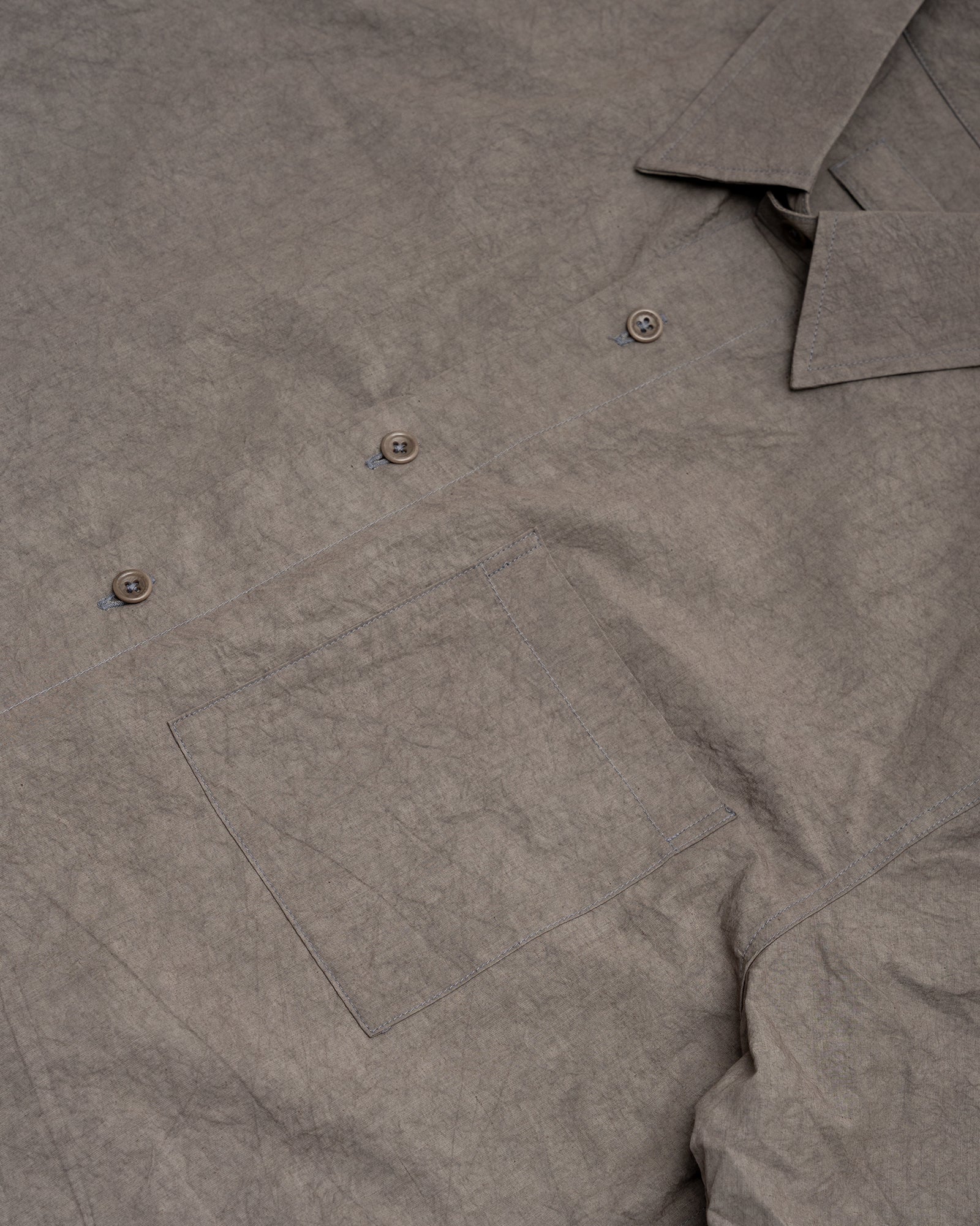 SHORT SLEEVE SHIRT - GREY SUN DRIED TYPEWRITER CLOTH