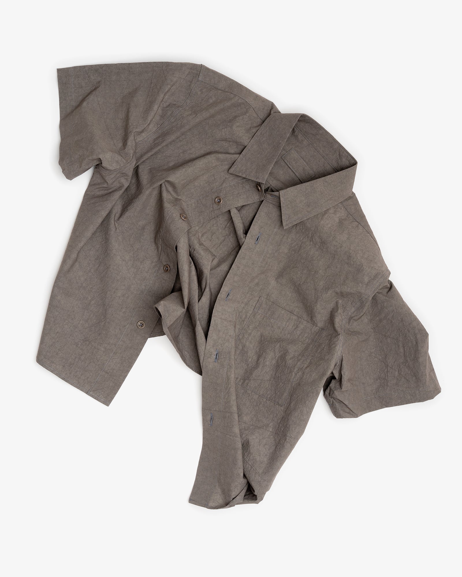 SHORT SLEEVE SHIRT - GREY SUN DRIED TYPEWRITER CLOTH – James Coward