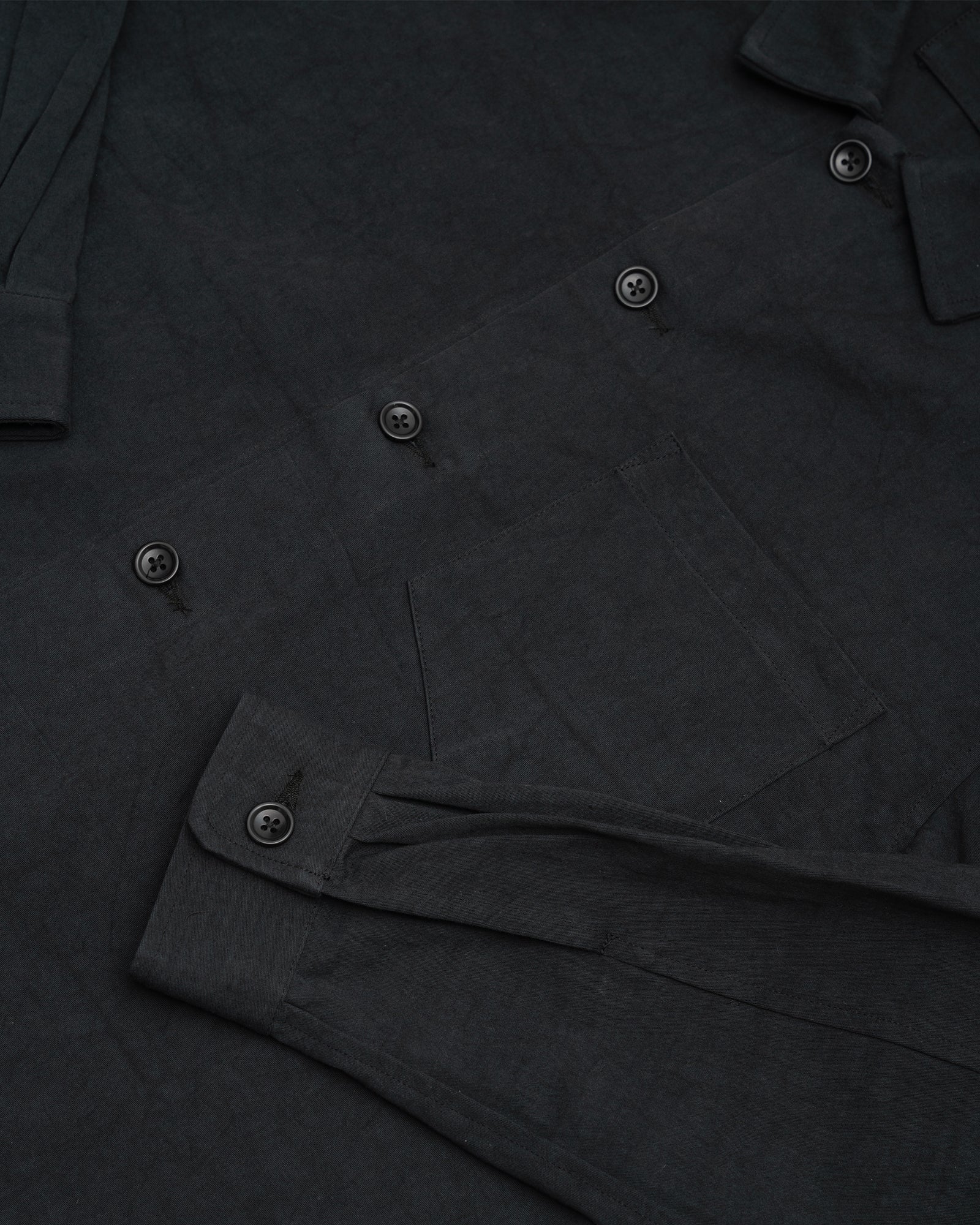 TRAVAIL SHIRT - BLACK DRUM DYED BACK SATIN