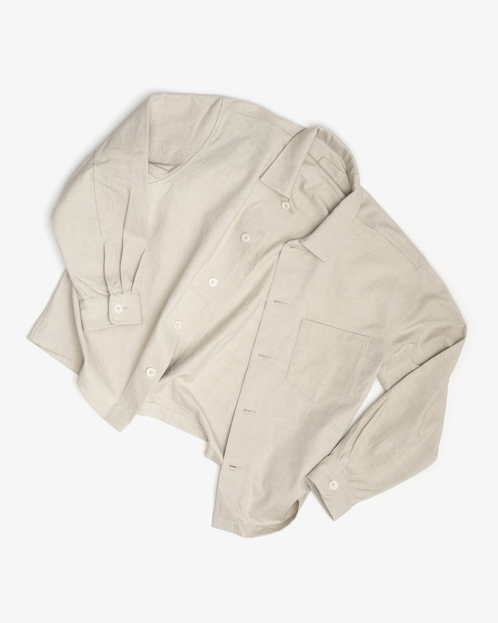 TRAVAIL SHIRT - CLAY DRUM DYED BACK SATIN
