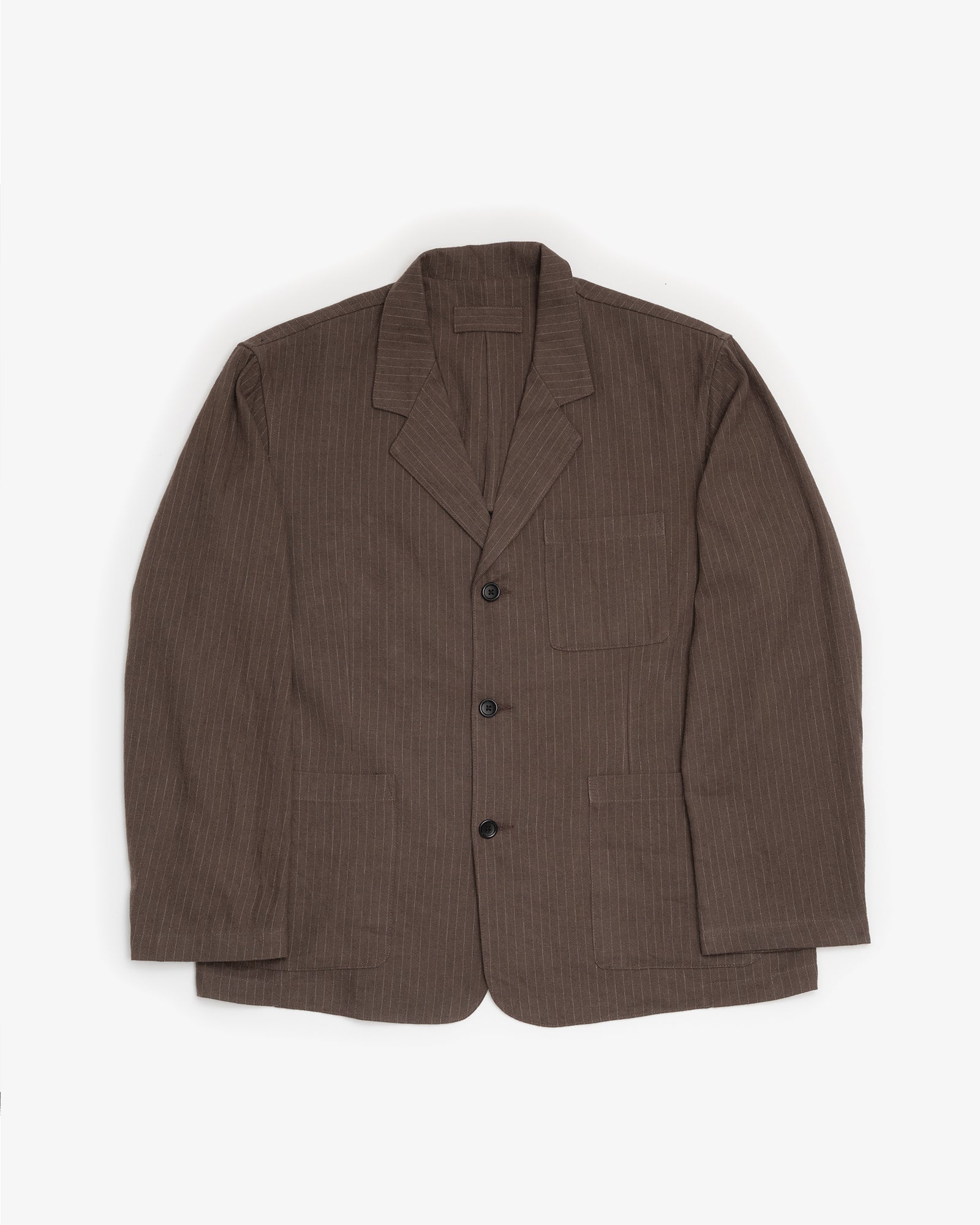 CARRY ON JACKET - BROWN CHALKSTRIPE BRUSHED TWILL