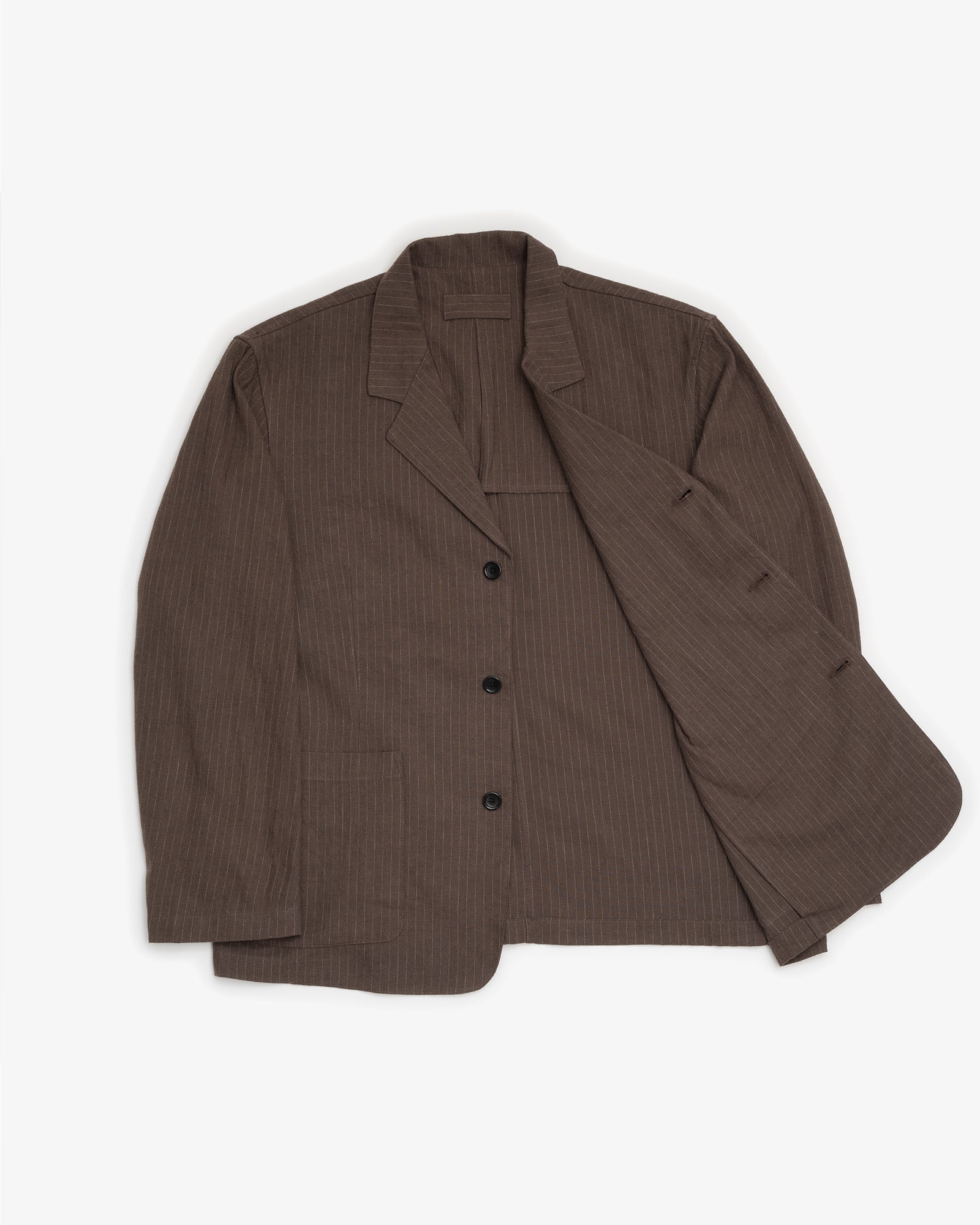 CARRY ON JACKET - BROWN CHALKSTRIPE BRUSHED TWILL