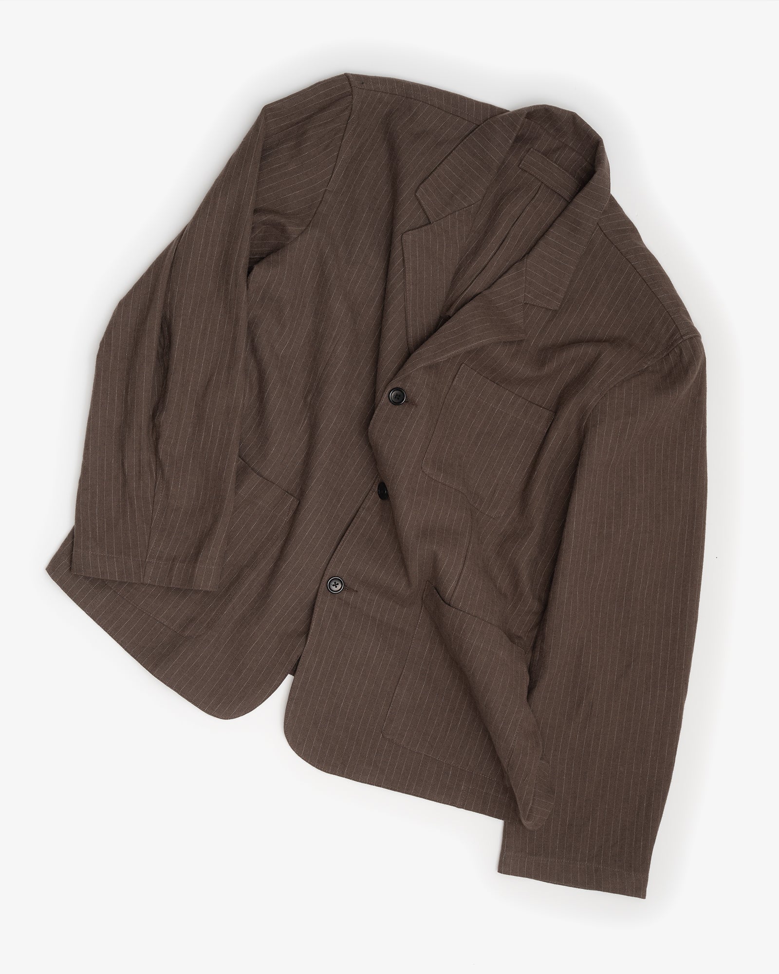 CARRY ON JACKET - BROWN CHALKSTRIPE BRUSHED TWILL