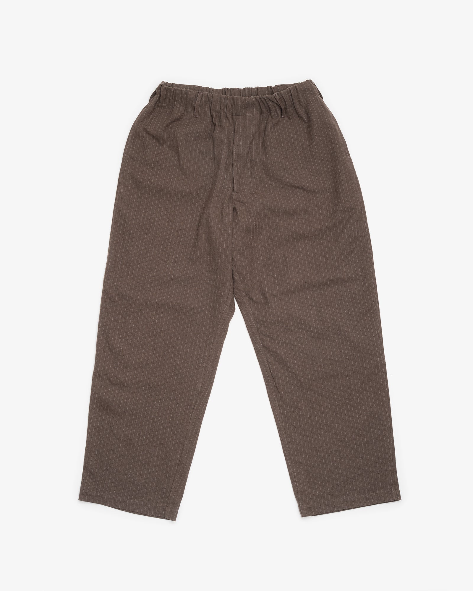 CARRY ON PANT - BROWN CHALKSTRIPE BRUSHED TWILL