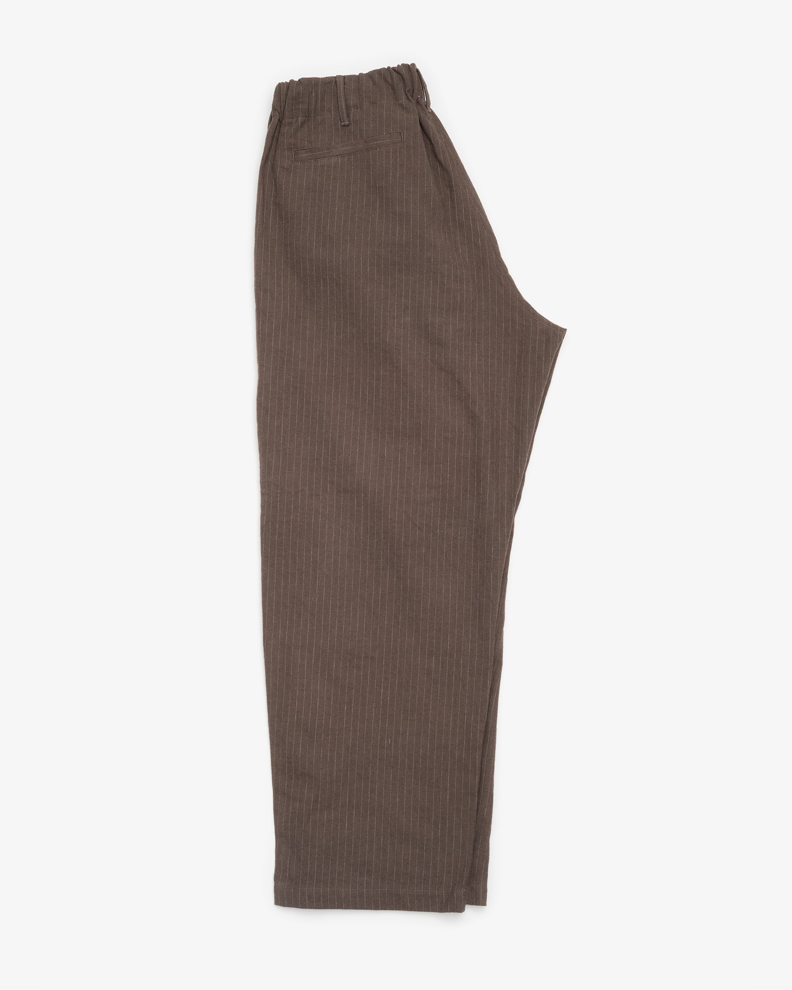 CARRY ON PANT - BROWN CHALKSTRIPE BRUSHED TWILL