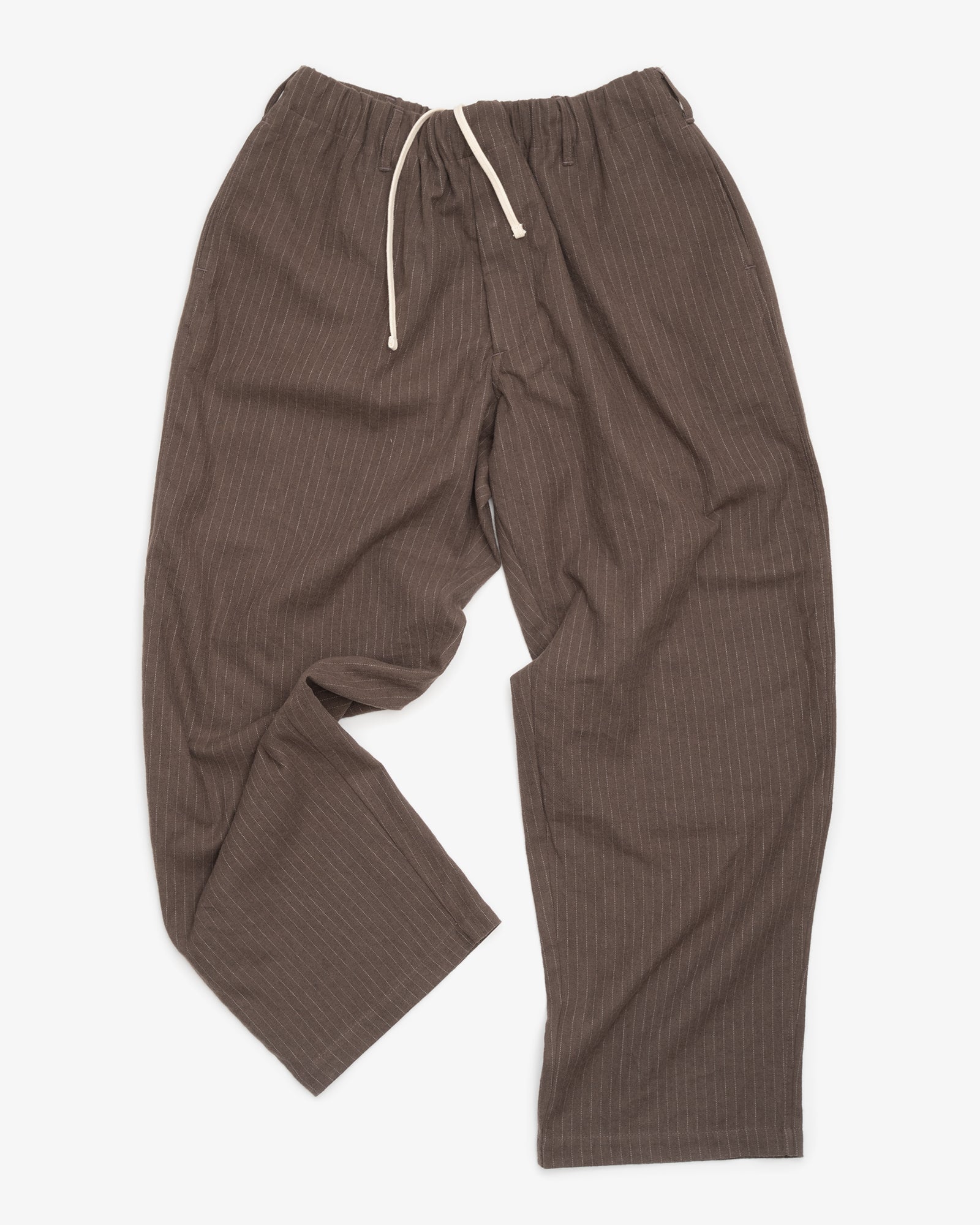 CARRY ON PANT - BROWN CHALKSTRIPE BRUSHED TWILL